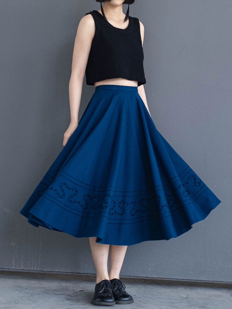 Kenzo KENZO Blue wool embroidered half dress Size 24" / US 00 / IT 34 - 1 Thumbnail