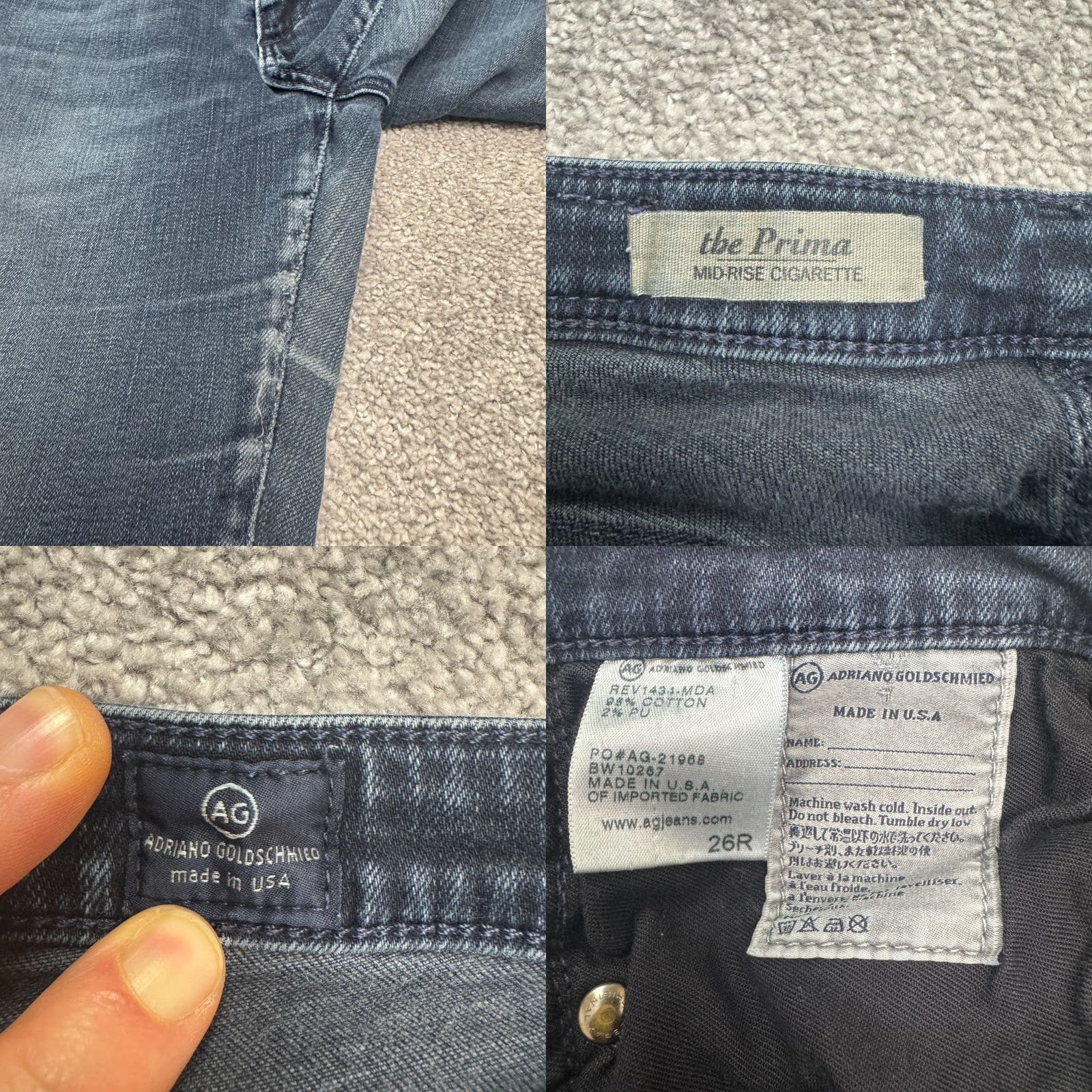 Denime AG Adriano Goldschmied The Prima Mid Rise Cigarette Denim Jeans Womens 6R Blue Size 28" / US 6 / IT 42 - 8 Thumbnail