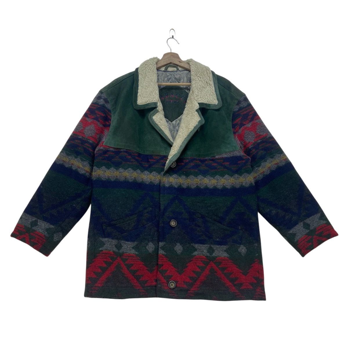 Vintage Tabacci Sportswear Native Wool + Dolphin Leather Heavy Coat Size US M / EU 48-50 / 2 - 1 Thumbnail