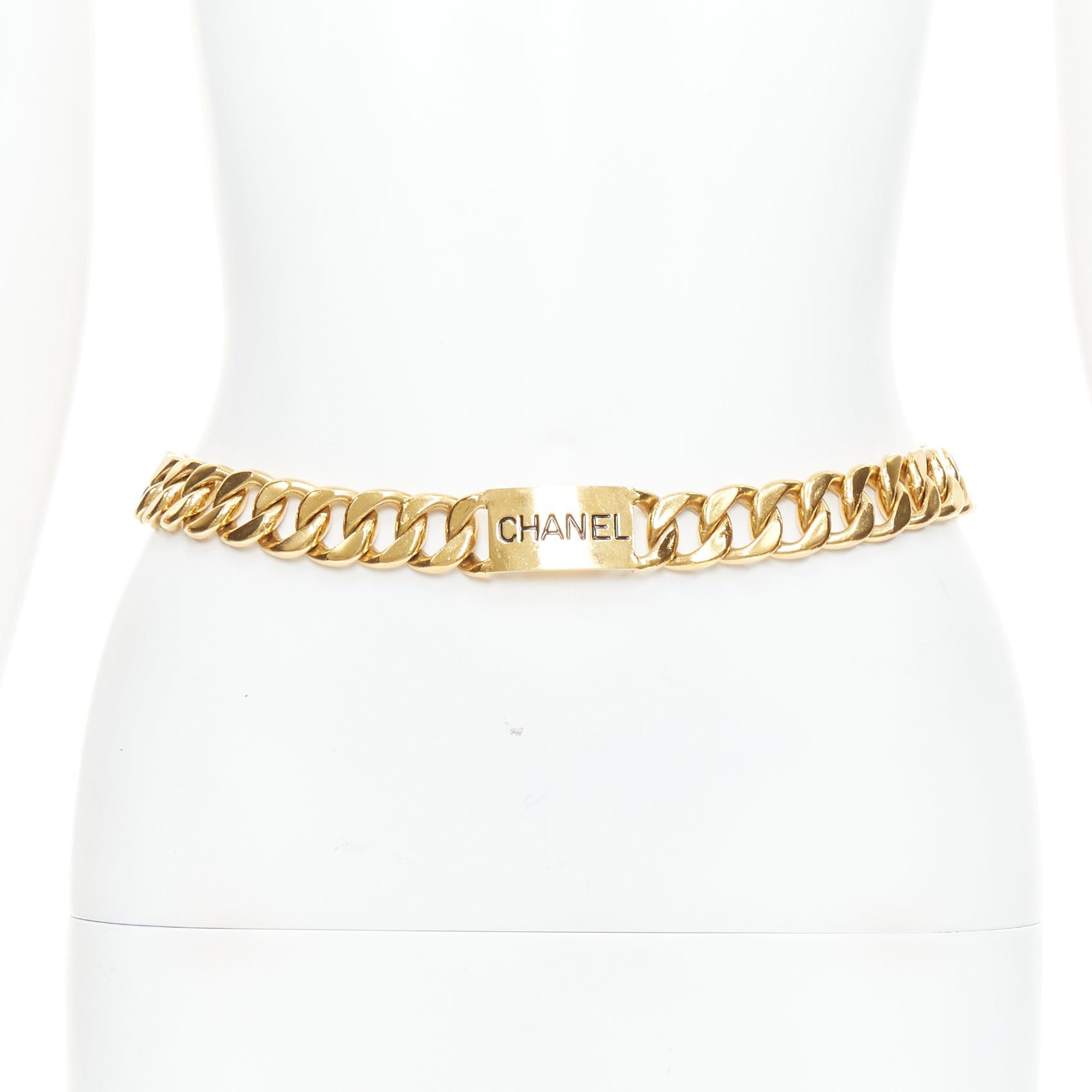 Chanel CHANEL 1990's Vintage iconic gold plated logo ID chunky chain necklace belt Size ONE SIZE - 1 Thumbnail