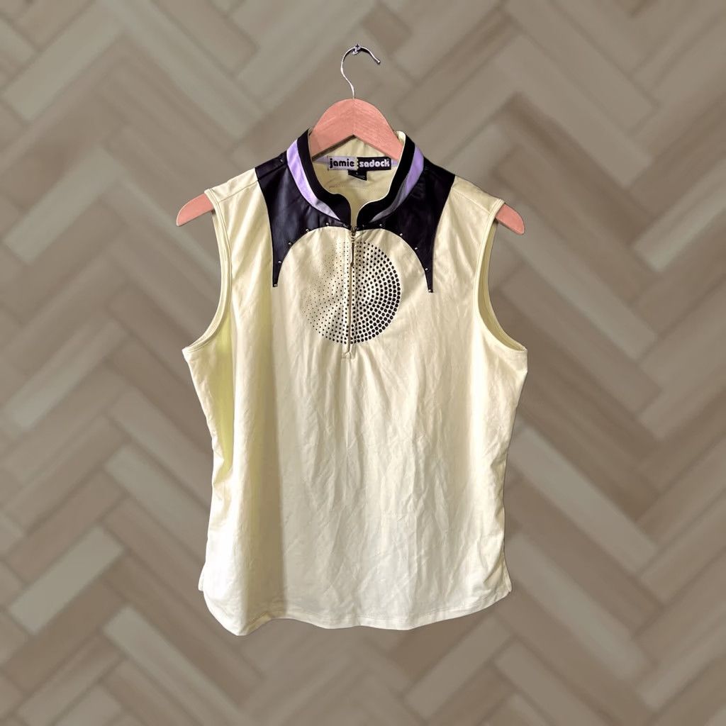 Vintage Jamie Sadock Womens Sleeveless Athletic 1/4 Zip Shirt Size L Yellow Tank Pullover 1/4 Zip Activewear Womens Size L / US 10 / IT 46 - 1 Thumbnail