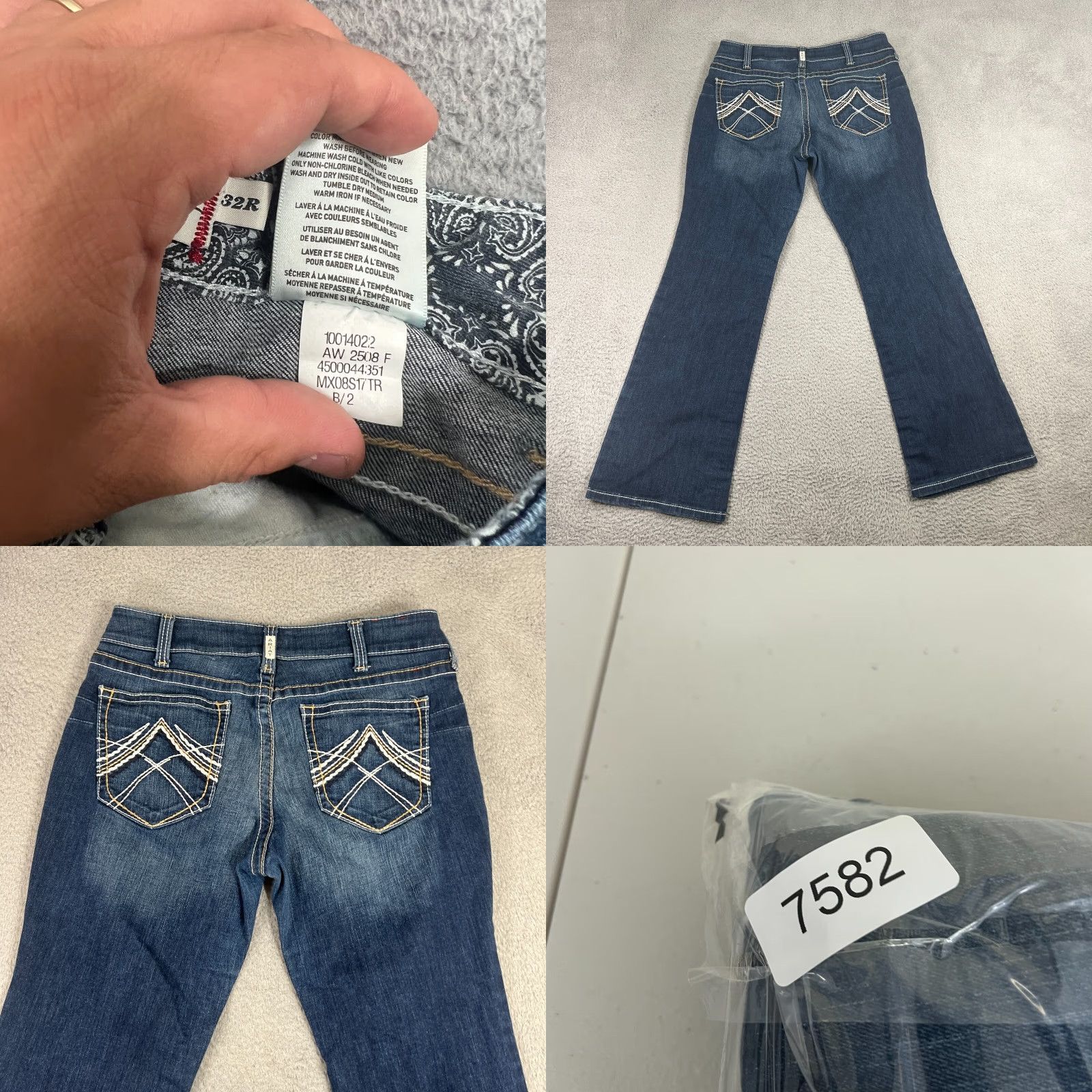 Ariat Ariat Jeans Womens Real Denim Bootcut 32R 34 x 32 Blue Embroidered Size 24" / US 00 / IT 34 - 8 Thumbnail
