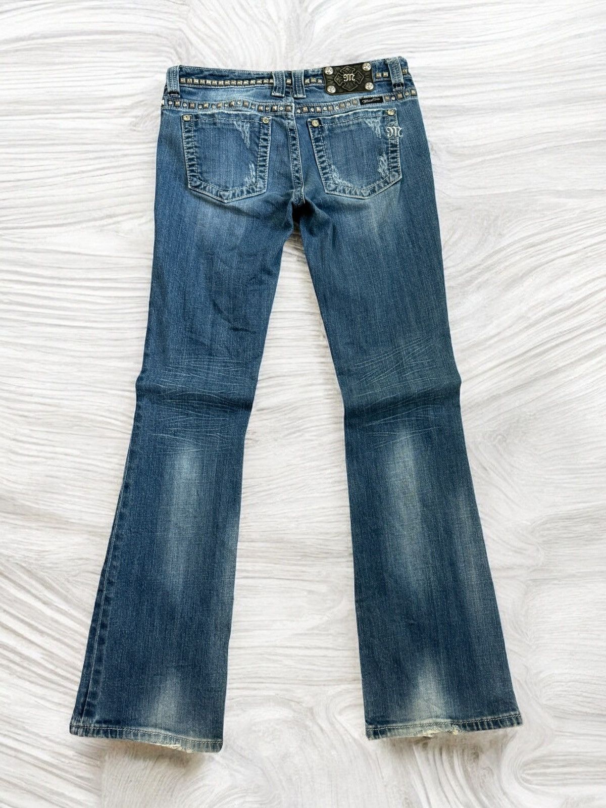Hysteric Glamour × Le Grande Bleu (L.G.B.) FLARE MISS ME DISTRESSED STUDDED CROSS DESIGN LOW RISE DENIM Size US 29 - 2 Thumbnail