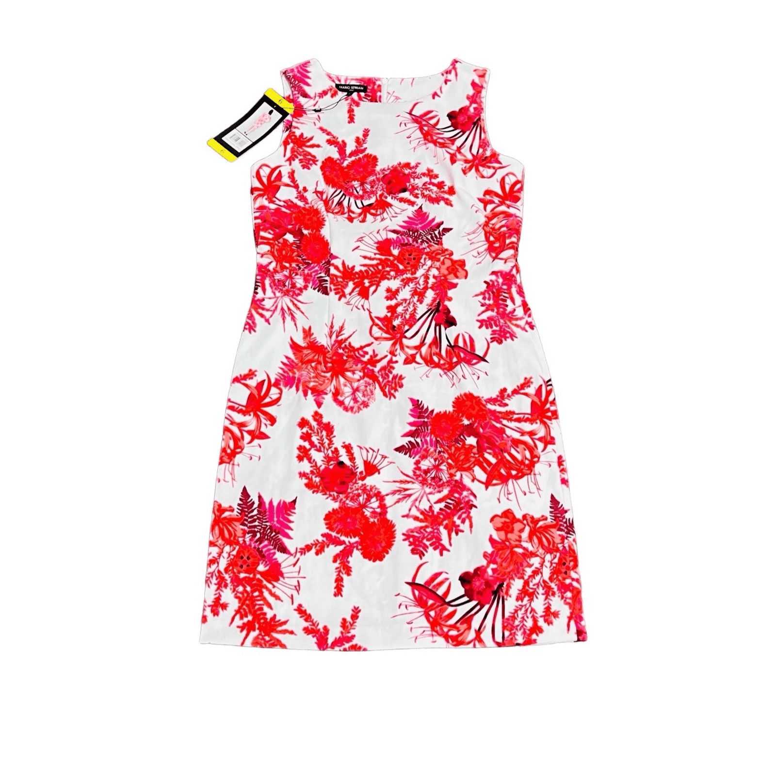 Other Mario Serrani Italy Pink White Floral Sheath Dress 6 NWT Size M / US 6-8 / IT 42-44 - 2 Thumbnail