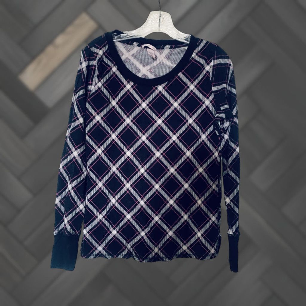 Victoria's Secret VINTAGE Victoria's Secret Argyle Pattern Pajama Top Womens Size Small Black Pink Shirt Size S / US 4 / IT 40 - 1 Thumbnail