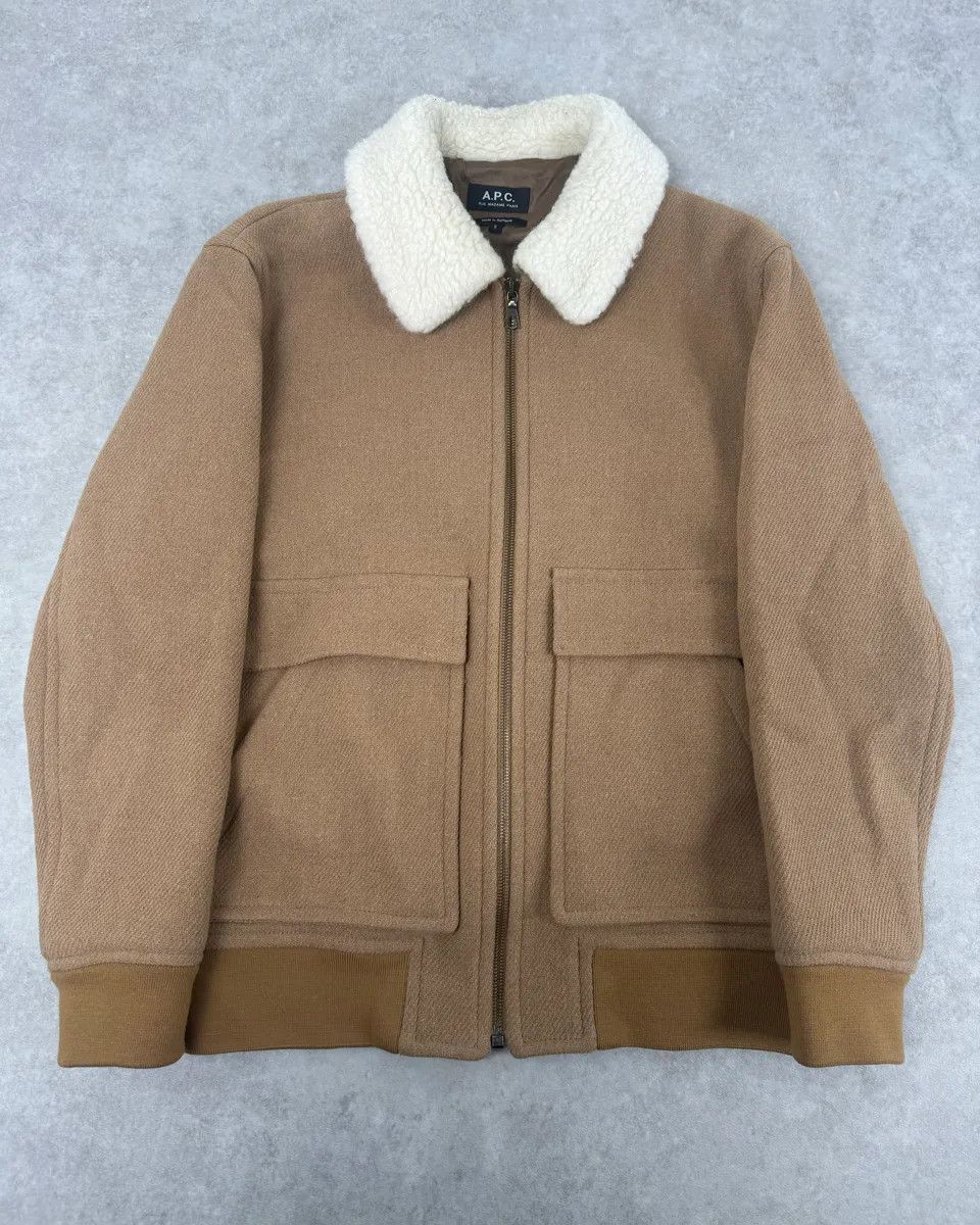 A.P.C. A.P.C Beige Classy Wool White Collar Jacket Size US S / EU 44-46 / 1 - 1 Thumbnail