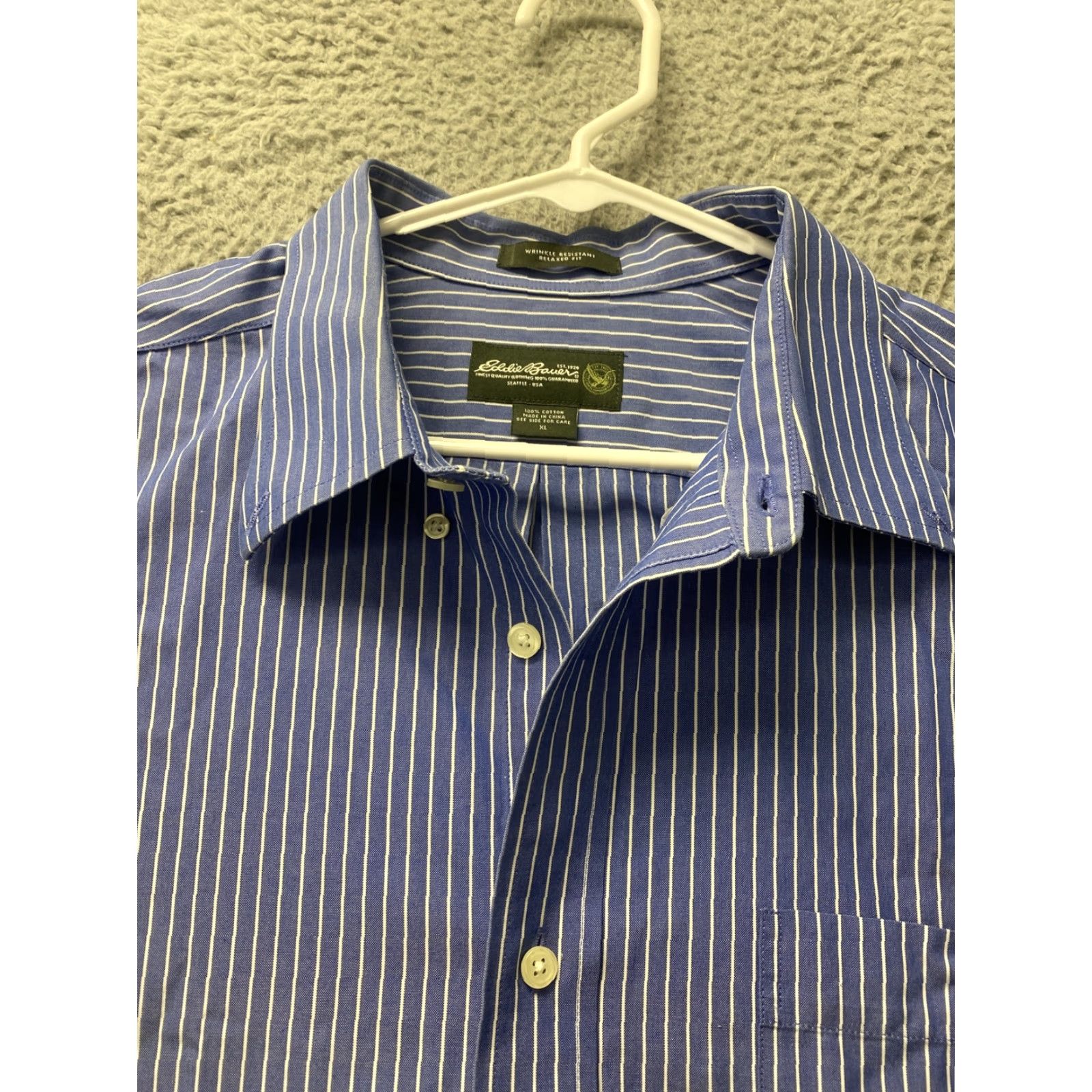 Eddie Bauer Eddie Bauer Button-Front Shirt Men XL Big & Tall Blue White Stripe Cotton /107-3 - Classic Button-Up Shirt Mens Big Tall Size XL Size US XL / EU 56 / 4 - 3 Thumbnail
