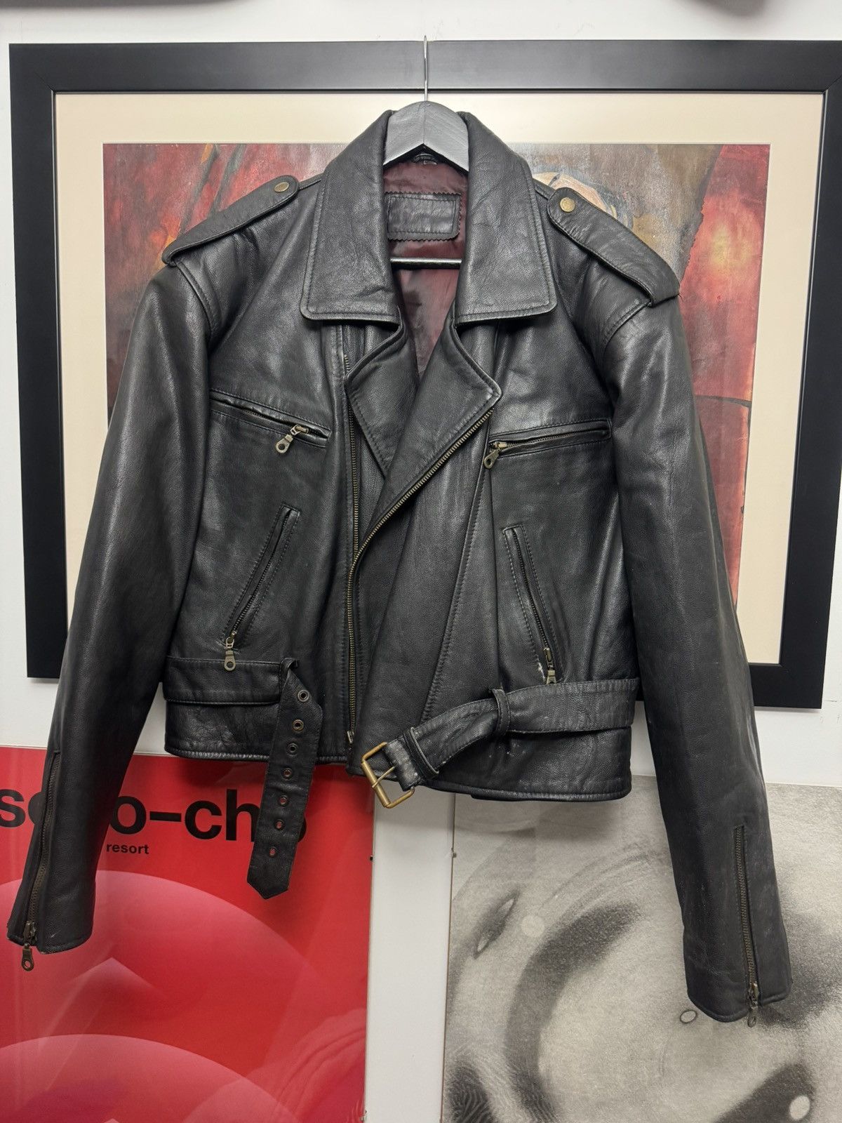 Leather Rare Vintage 90s Leather Jacket High Quality Punk Rock Hype Size US L / EU 52-54 / 3 - 1 Thumbnail