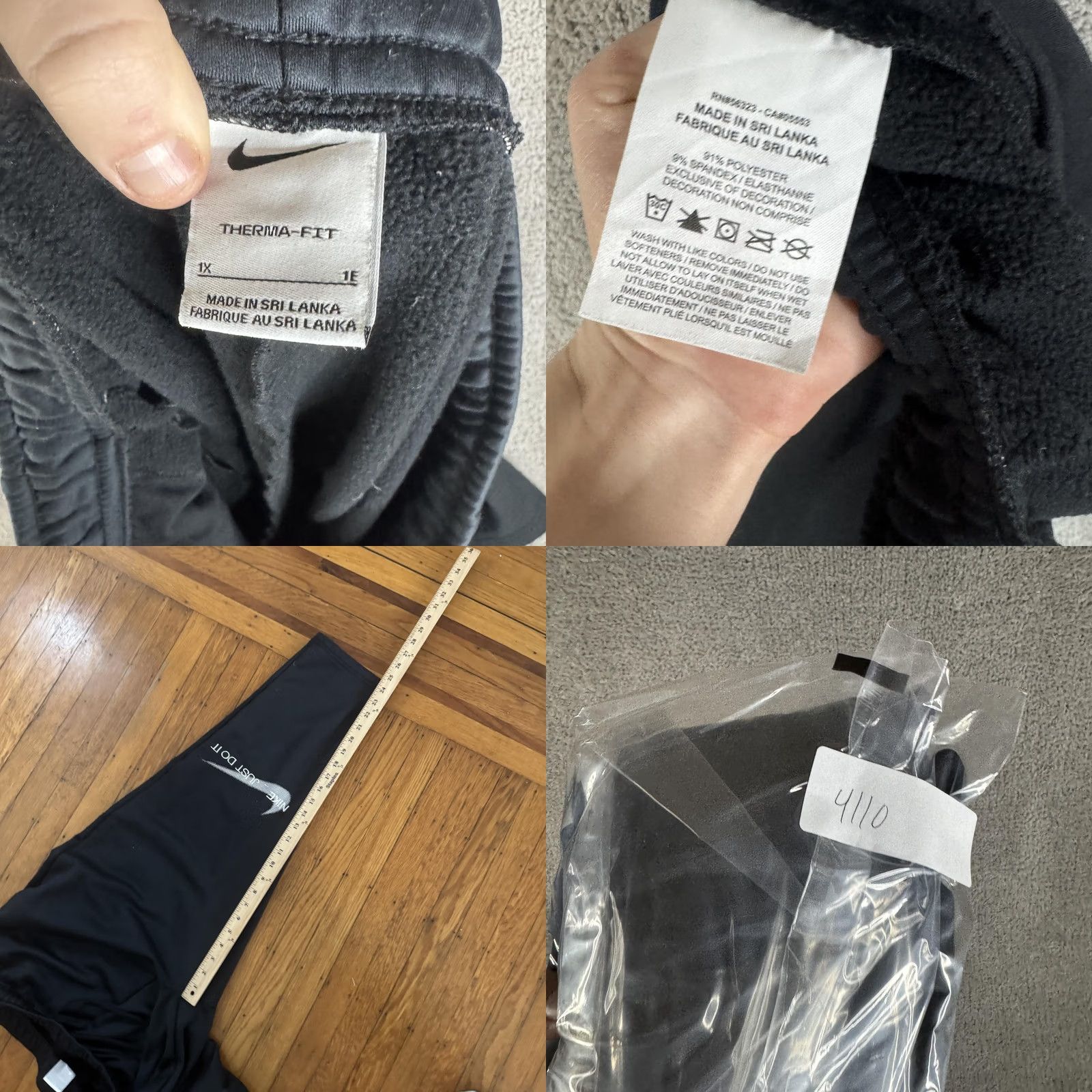Nike Nike Therma-FIT Sweatpants Mens XL Black Fleece Lined Just Do It Logo Athletic Size US 36 / EU 52 - 9 Thumbnail