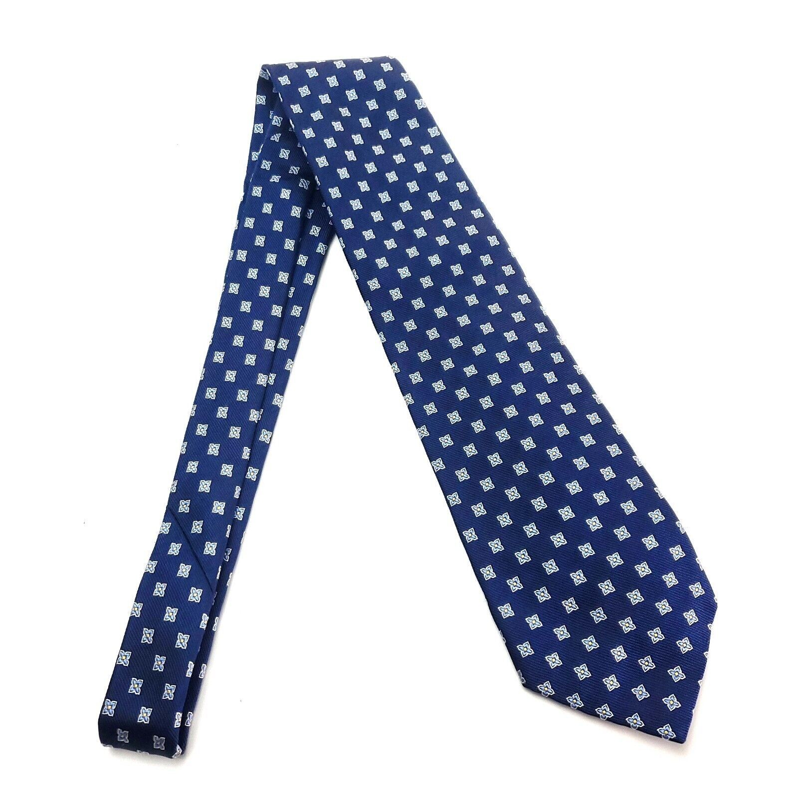 Lands' End Land's End Silk Tie Blue Woven Geometric Size ONE SIZE - 6 Thumbnail
