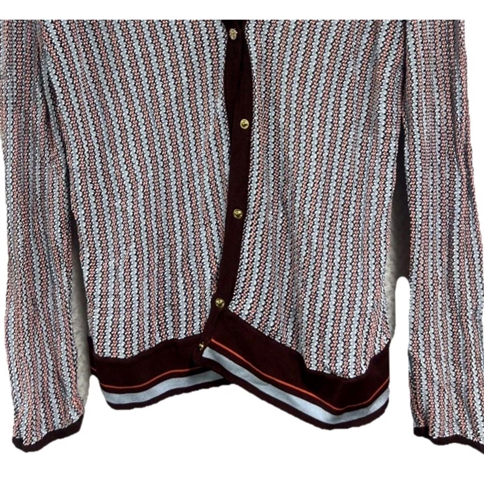 Tory Burch Tory Burch Cardigan Women’s XL Knit Multicolor Chevron Button Front V-Neck Office Casual Sweater Size XL / US 12-14 / IT 48-50 - 4 Thumbnail