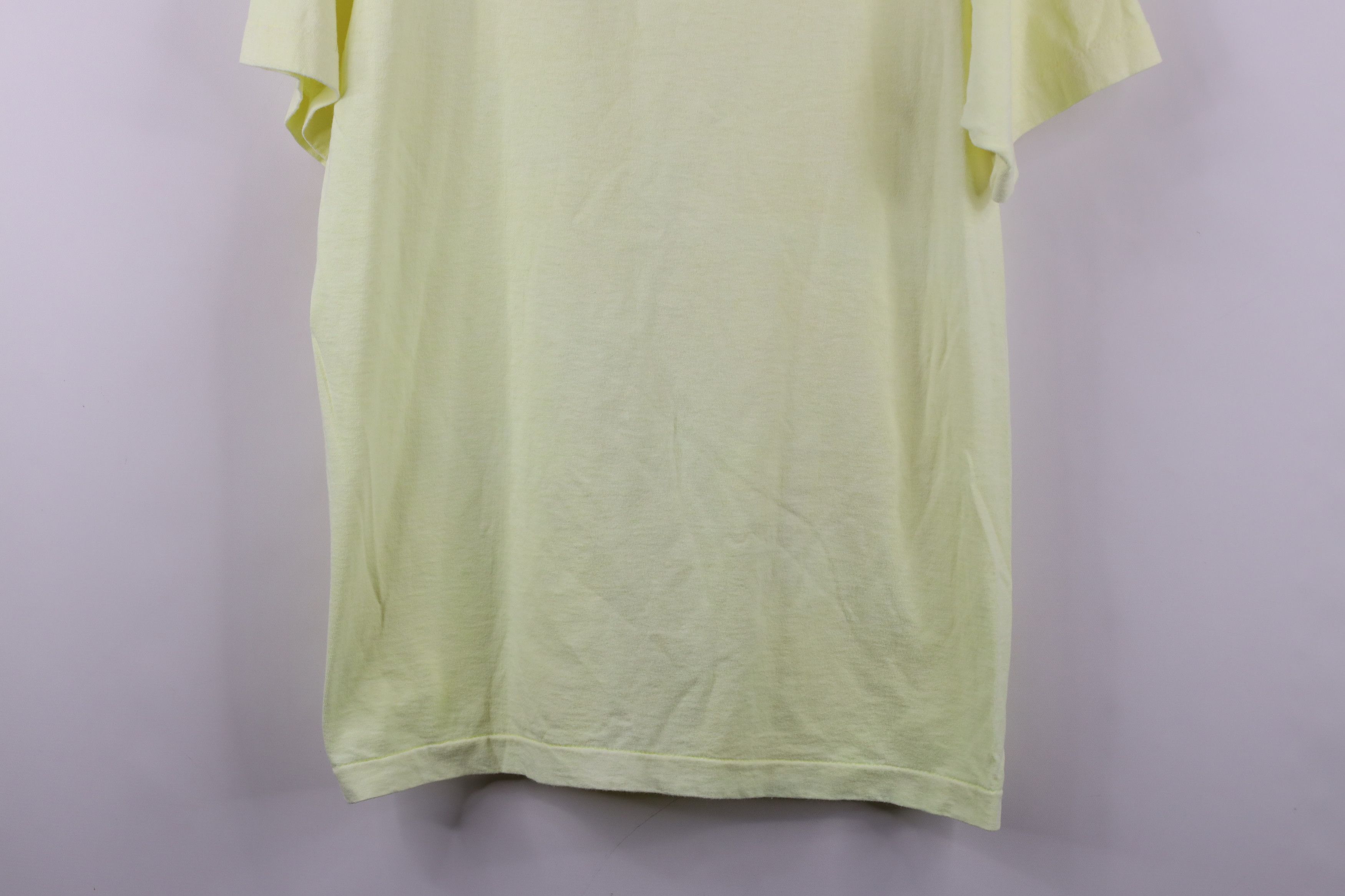 Vintage Vintage 90s Streetwear Blank Cotton T-Shirt Neon Yellow USA Size US L / EU 52-54 / 3 - 3 Thumbnail