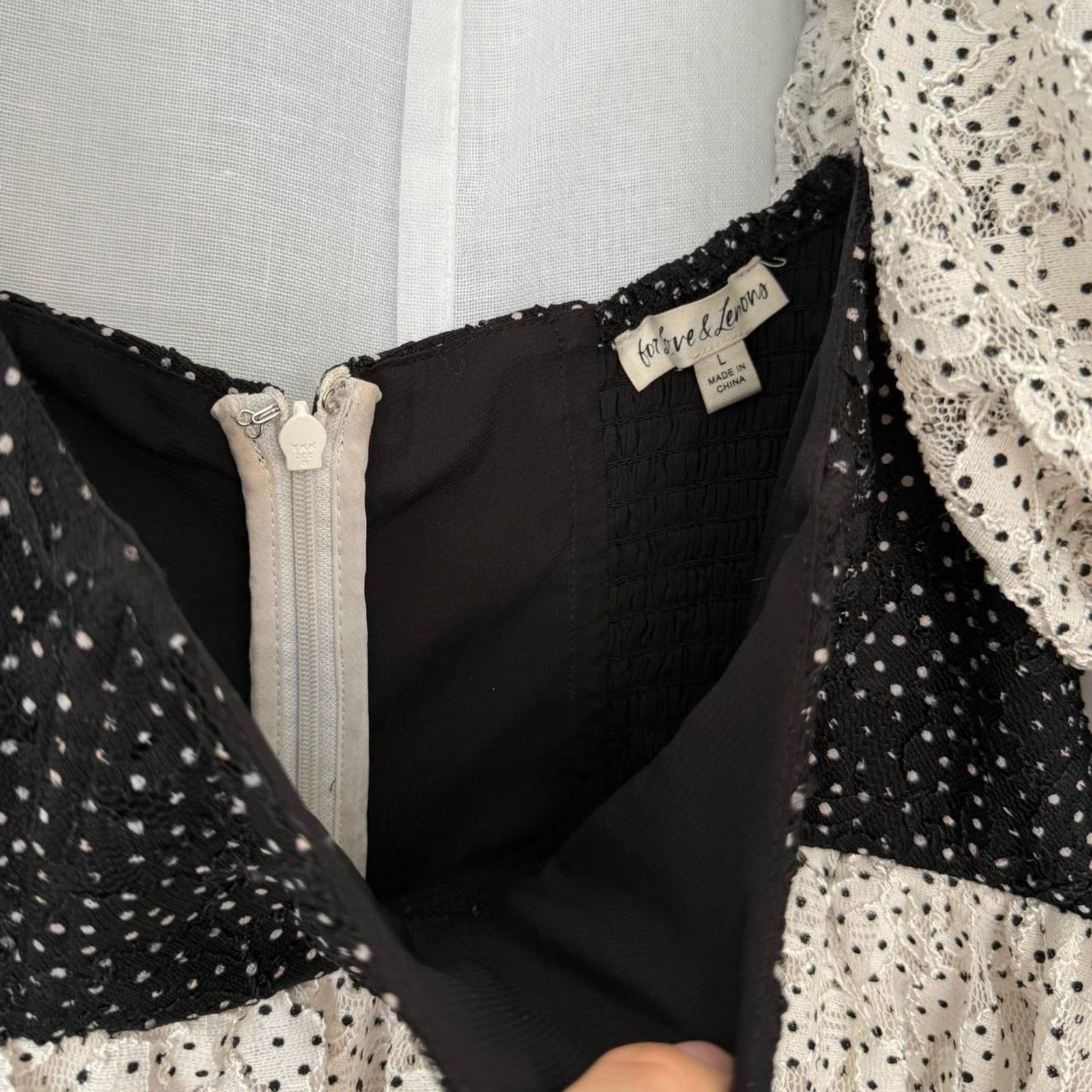 For Love & Lemons ✿ For Love & Lemons Lace Polka Dot Babydoll Dress + Gloves ✿ Size L / US 10 / IT 46 - 6 Thumbnail