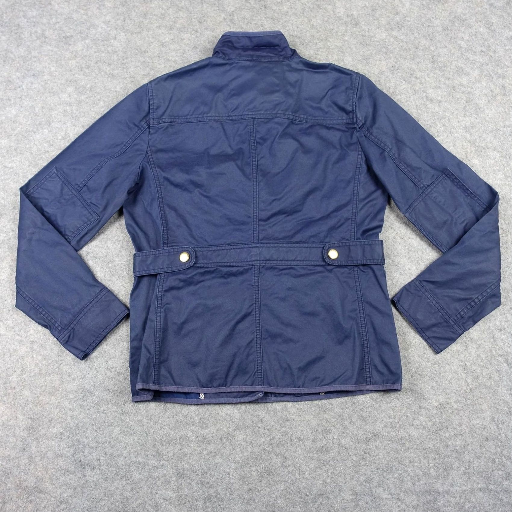 J.Crew J.CREW Jacket Womens M Blue Waxed Coat Twill Military Utility VTG Jacket with Pockets Belted Collared Size M / US 6-8 / IT 42-44 - 6 Thumbnail