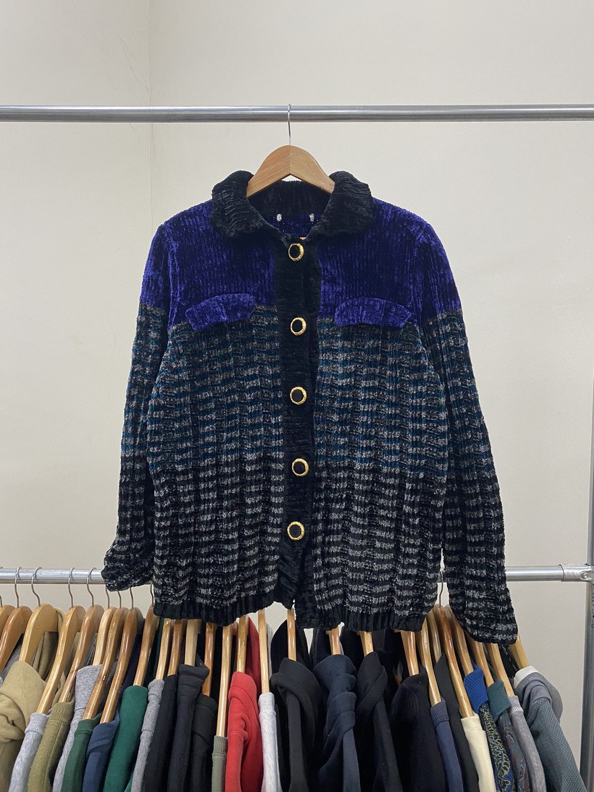 VELVET KNIT VINTAGE JACKET UNBRAND JAPAN PUNK GRUNGE LGB