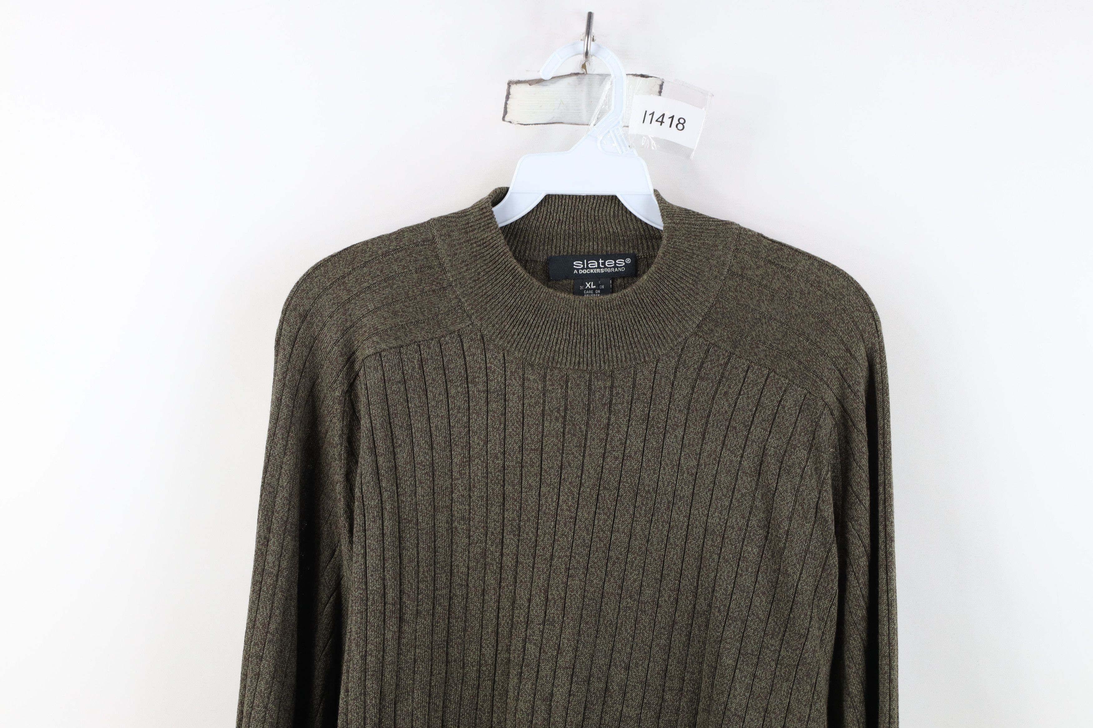 Vintage Vintage 90s Y2K Streetwear Ribbed Knit Mock Neck Sweater Size US XL / EU 56 / 4 - 2 Thumbnail