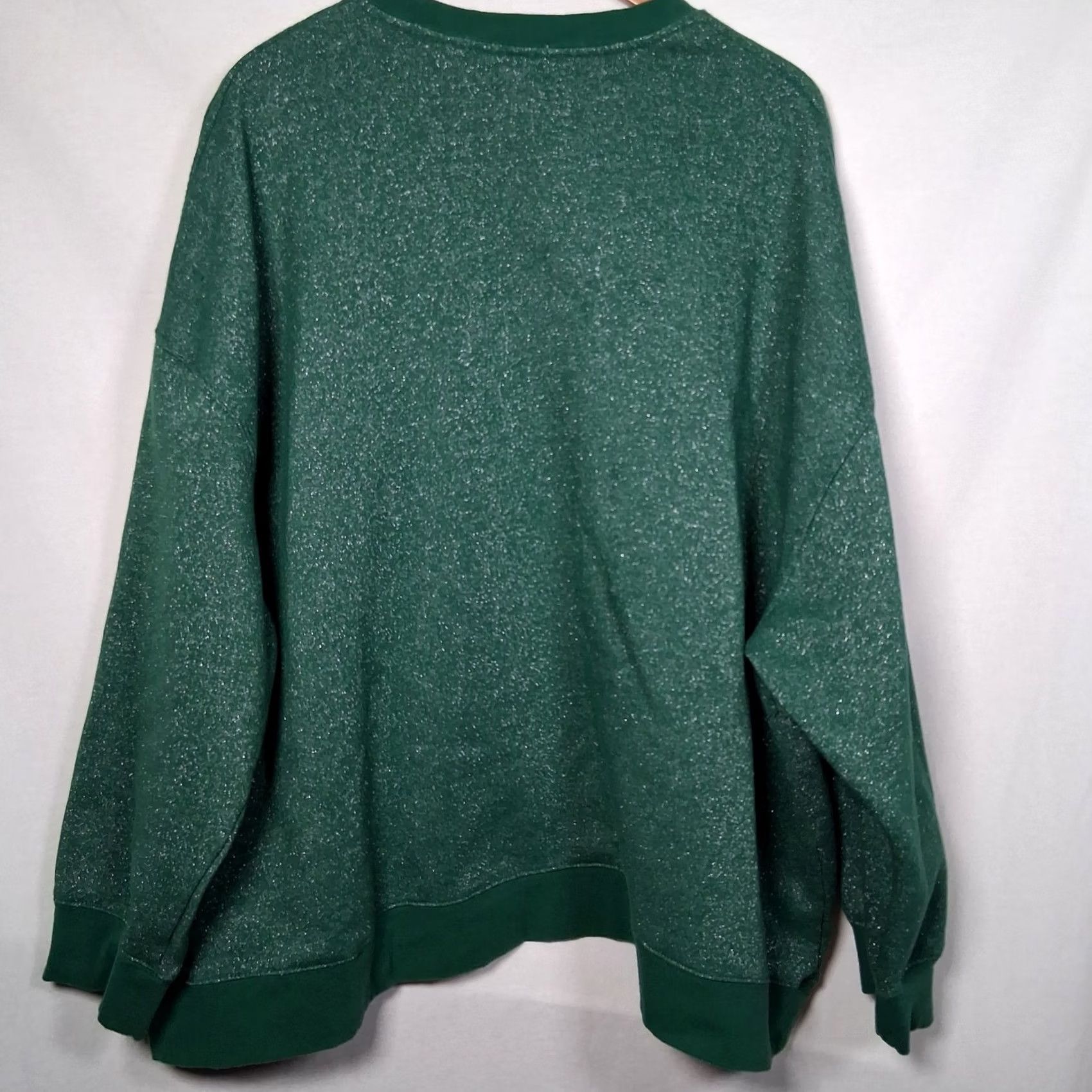 Vintage Disney Parks Authentic Glitter Mickey Minnie Sweatshirt Women Plus Size 3X Green Metallic Cotton Size XXL / US 16-18 / IT 52-54 - 3 Thumbnail