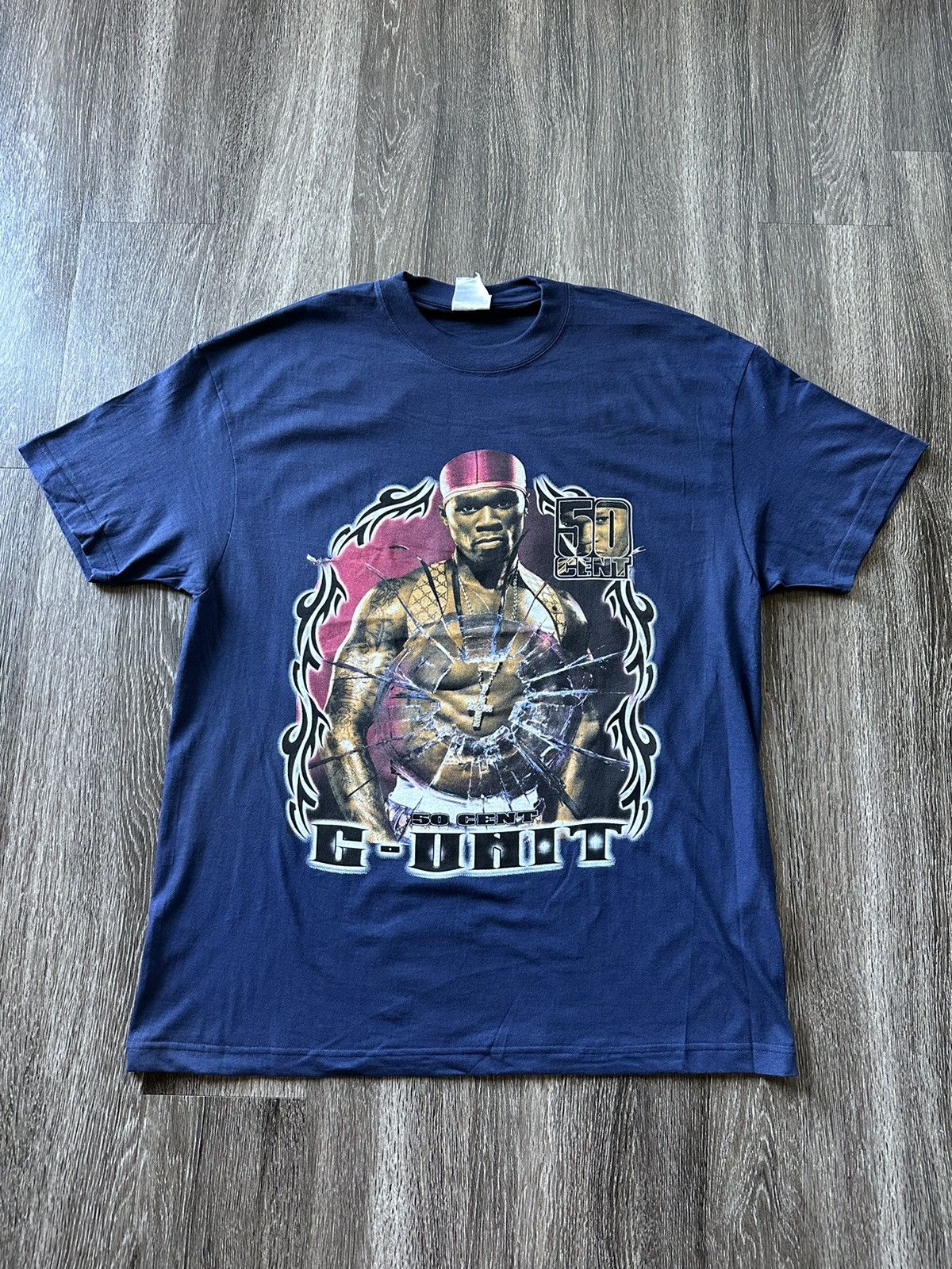 image of Vintage 50 Cent Get Rich Or Die Trying G-Unit Rap Tee XL in Navy, Men's