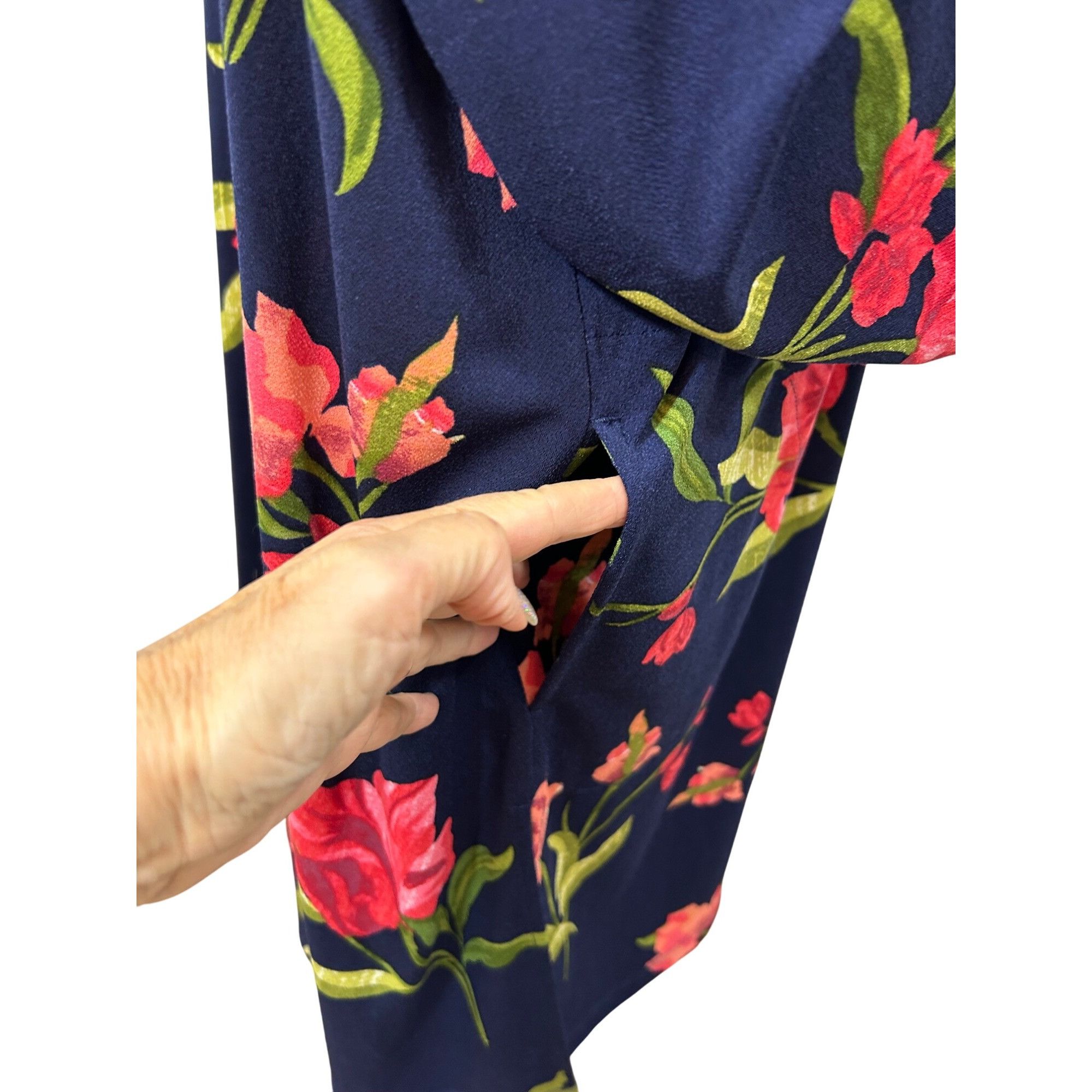 Other Susan Graver QVC Mini Dress 1XP Navy Floral V-Neck Button Do Size XL / US 12-14 / IT 48-50 - 14 Thumbnail