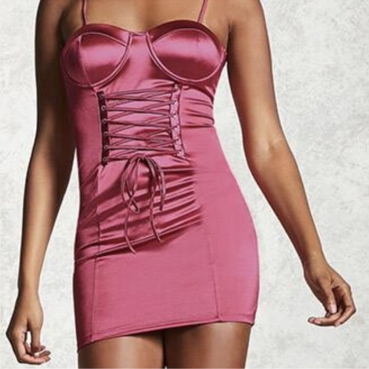 Forever 21 Pink Satin Corset Mini Dress Size S / US 4 / IT 40 - 1 Thumbnail