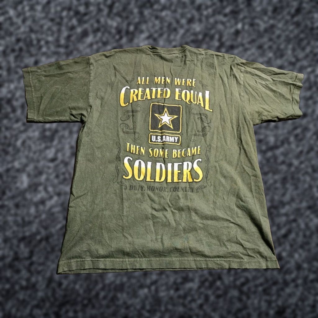 Doublet Bayside Bayside Mens L US Army Soldiers Quote Green T Shirt Double Sided Distressed Size US L / EU 52-54 / 3 - 1 Thumbnail
