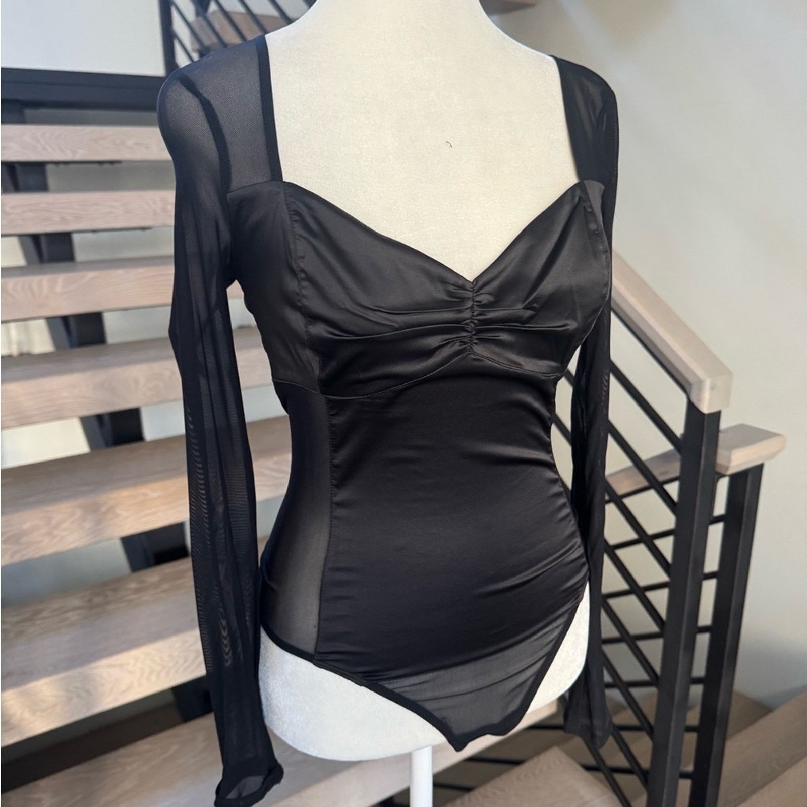Other New Guess Elegant Black Mesh Long Sleeve Top size S Size S / US 4 / IT 40 - 1 Thumbnail
