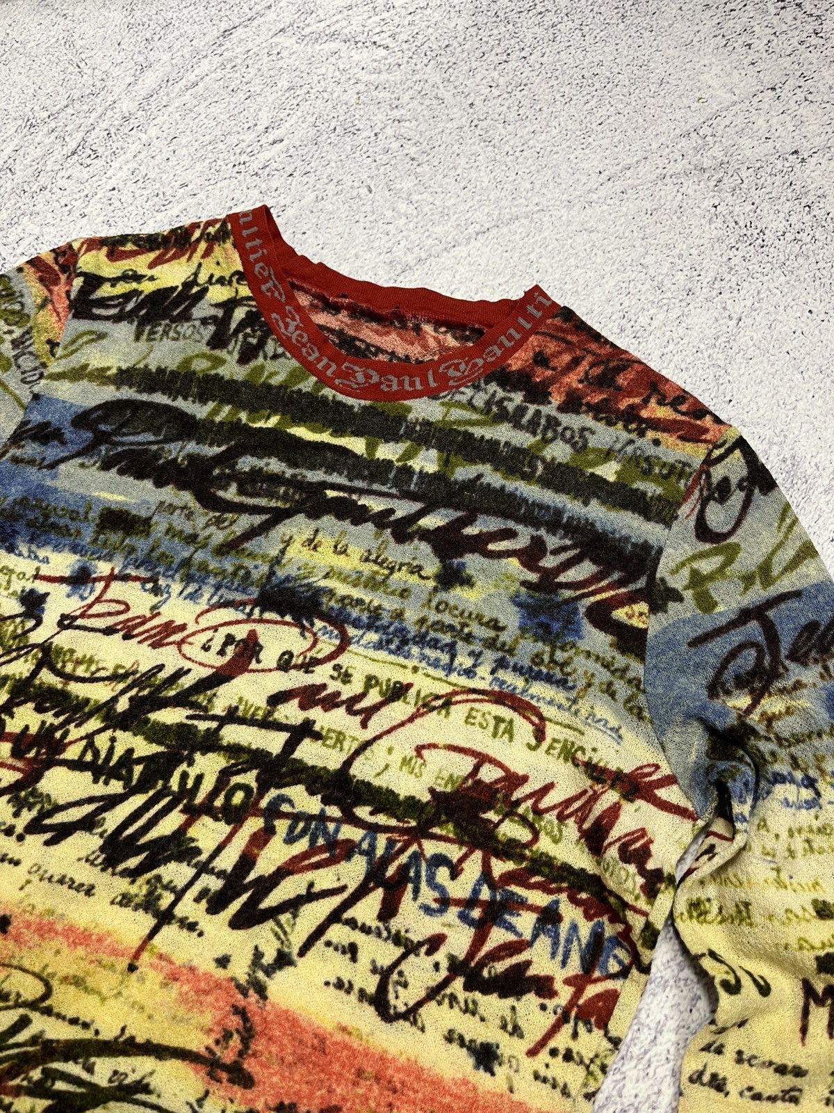 FUZZI Jean Paul Gaultier Script Calligraphy Long Sleeve Mesh Top Size M / US 6-8 / IT 42-44 - 9 Thumbnail