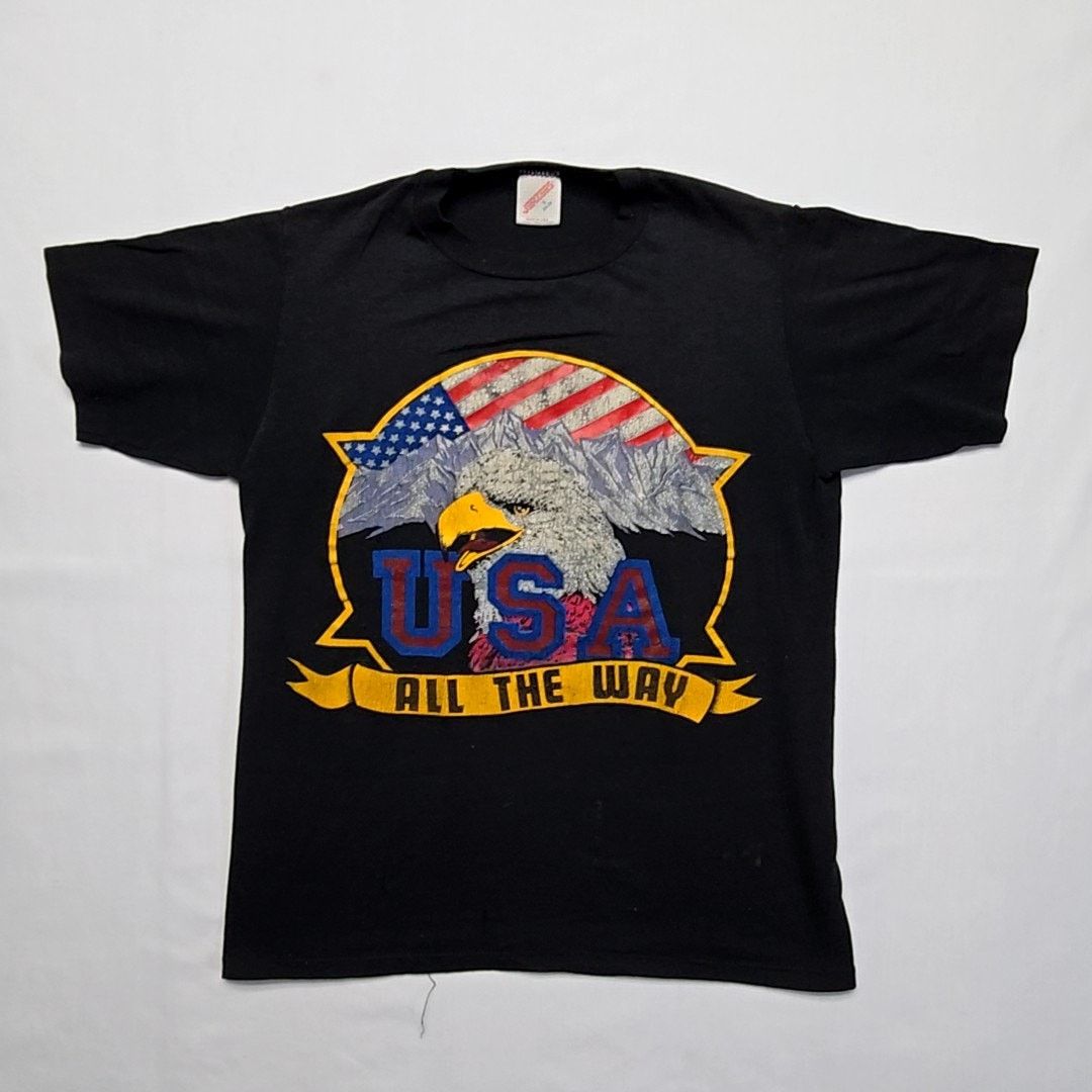 Jerzees Vintage USA Eagle Graphic Patriotic Black Small Shirt 80s Size US S / EU 44-46 / 1 - 1 Thumbnail