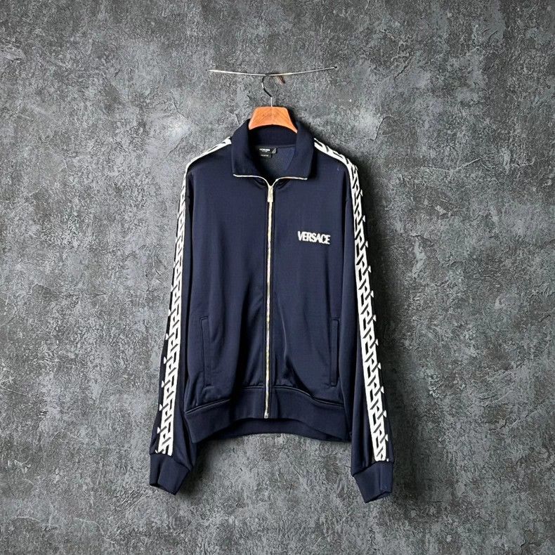 Versace VERSACE Blue Embroidered Zip-Up Cardigan Size US M / EU 48-50 / 2 - 1 Thumbnail