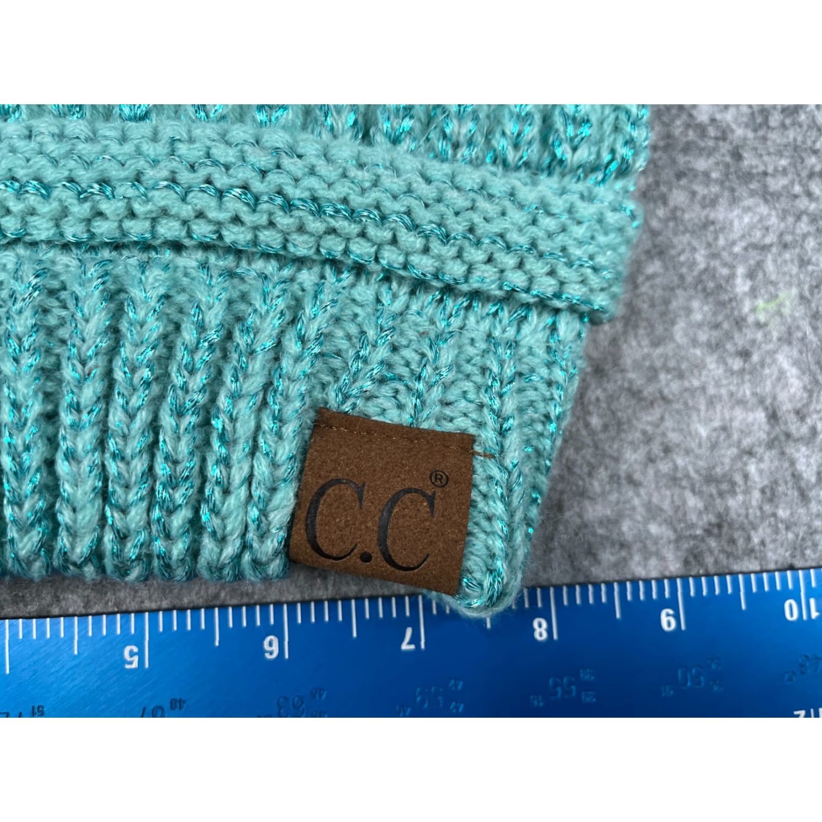 Vintage C.C Exclusive Beanie Women One Size Blue Knit Acrylic Sparkly Pony Tail Logo Hat Womens Size ONE SIZE - 2 Thumbnail