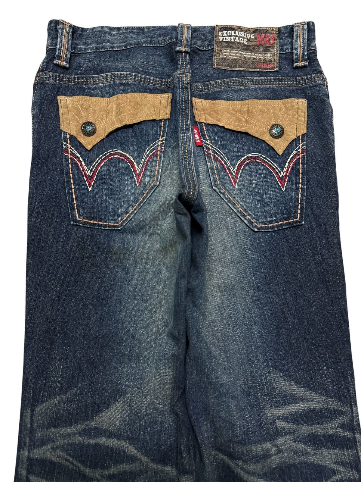 Edwin ⚡️FLARED⚡️VINTAGE EDWIN WHISKER SICK WATER SPLASHING DENIM Size US 31 - 11 Thumbnail