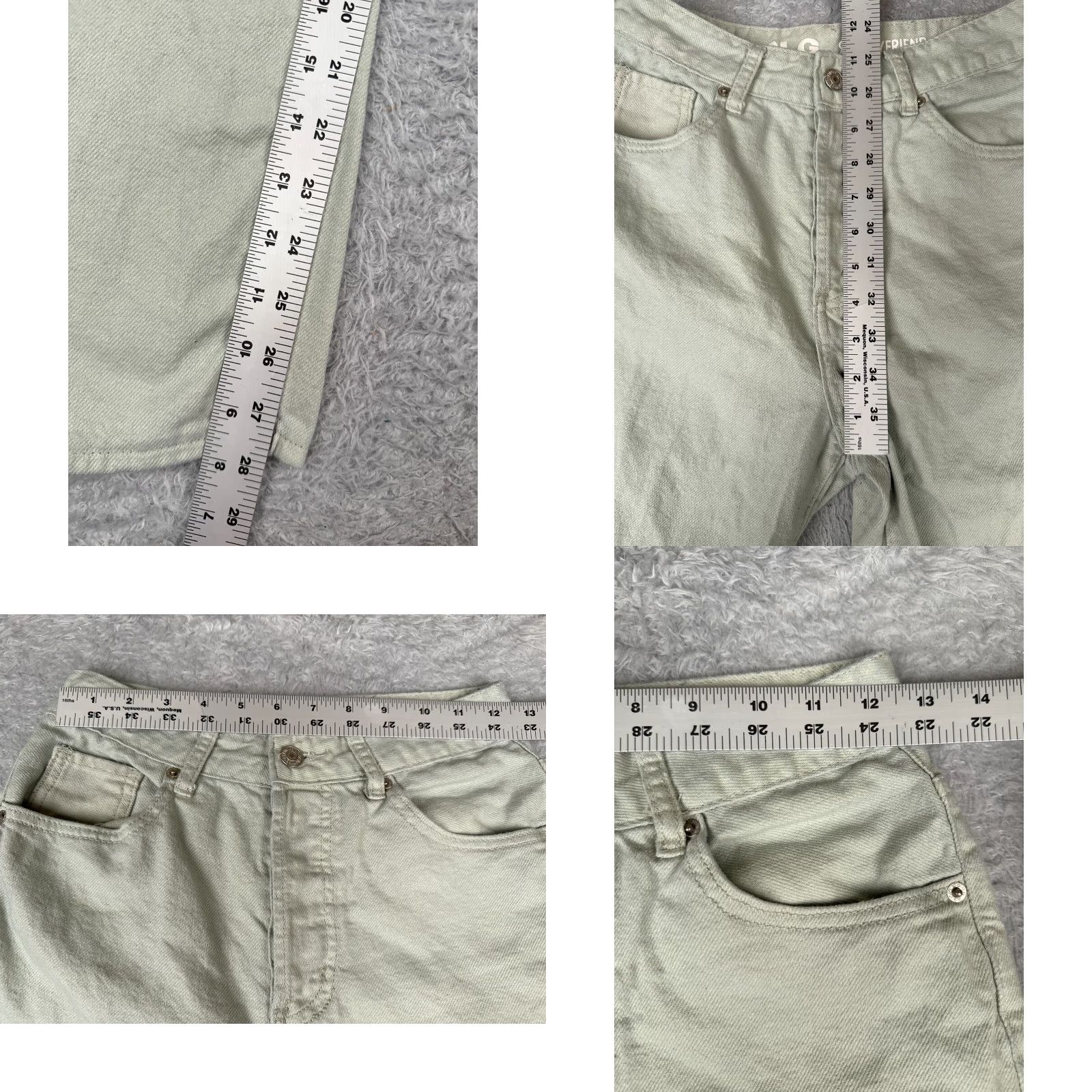 Denime SONG Juniors 5 Green Denim Straight Jeans Button Fly 90s Women's 25x28 Size 27" / US 4 / IT 40 - 8 Thumbnail