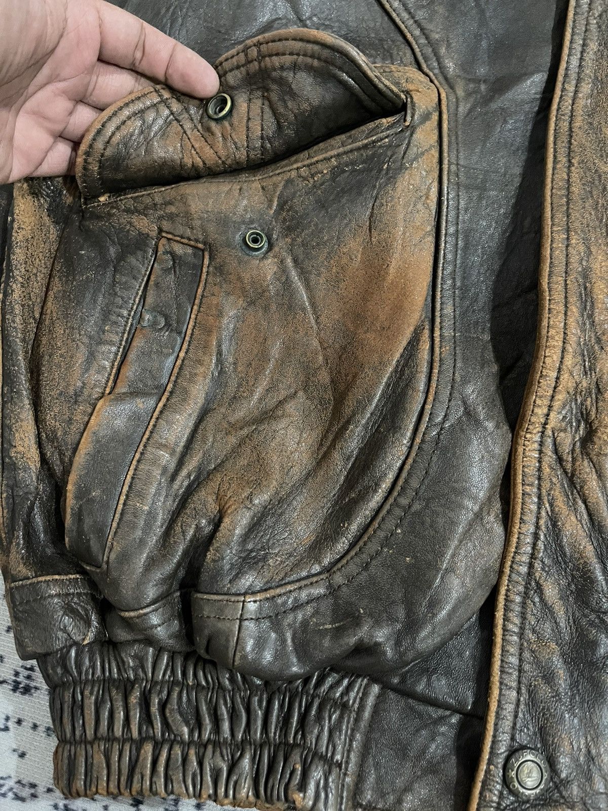 Vintage Vintage Zufolo Leather Bomber Jacket Size US L / EU 52-54 / 3 - 7 Thumbnail