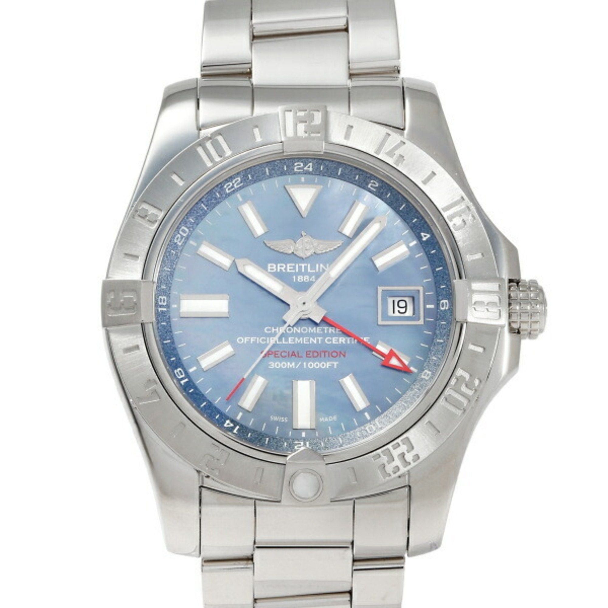 image of Breitling Avenger Ii Gmt Blue Mother Of Pearl Limited Edition A3239011 C930 Dial Men's Watch