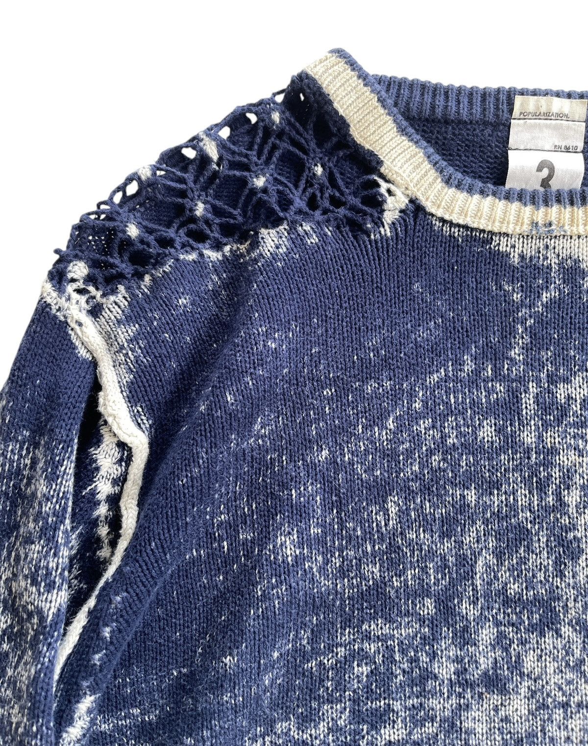 Japanese Brand POPULARIZATION Printed Indigo Knitted Pullover Sweater Size US M / EU 48-50 / 2 - 11 Thumbnail