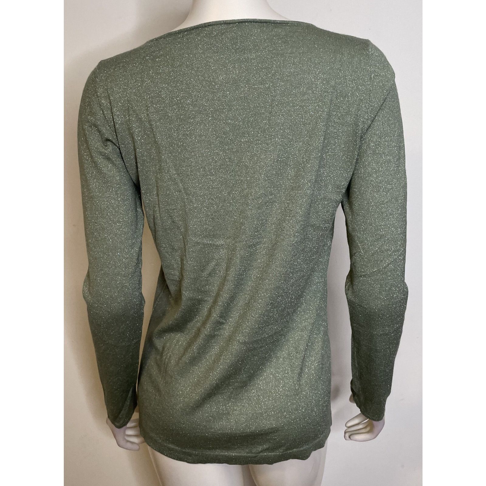 Brunello Cucinelli Brunello Cucinelli Green Sparkle Cashmere Silk LS Top XL Size XL / US 12-14 / IT 48-50 - 2 Thumbnail