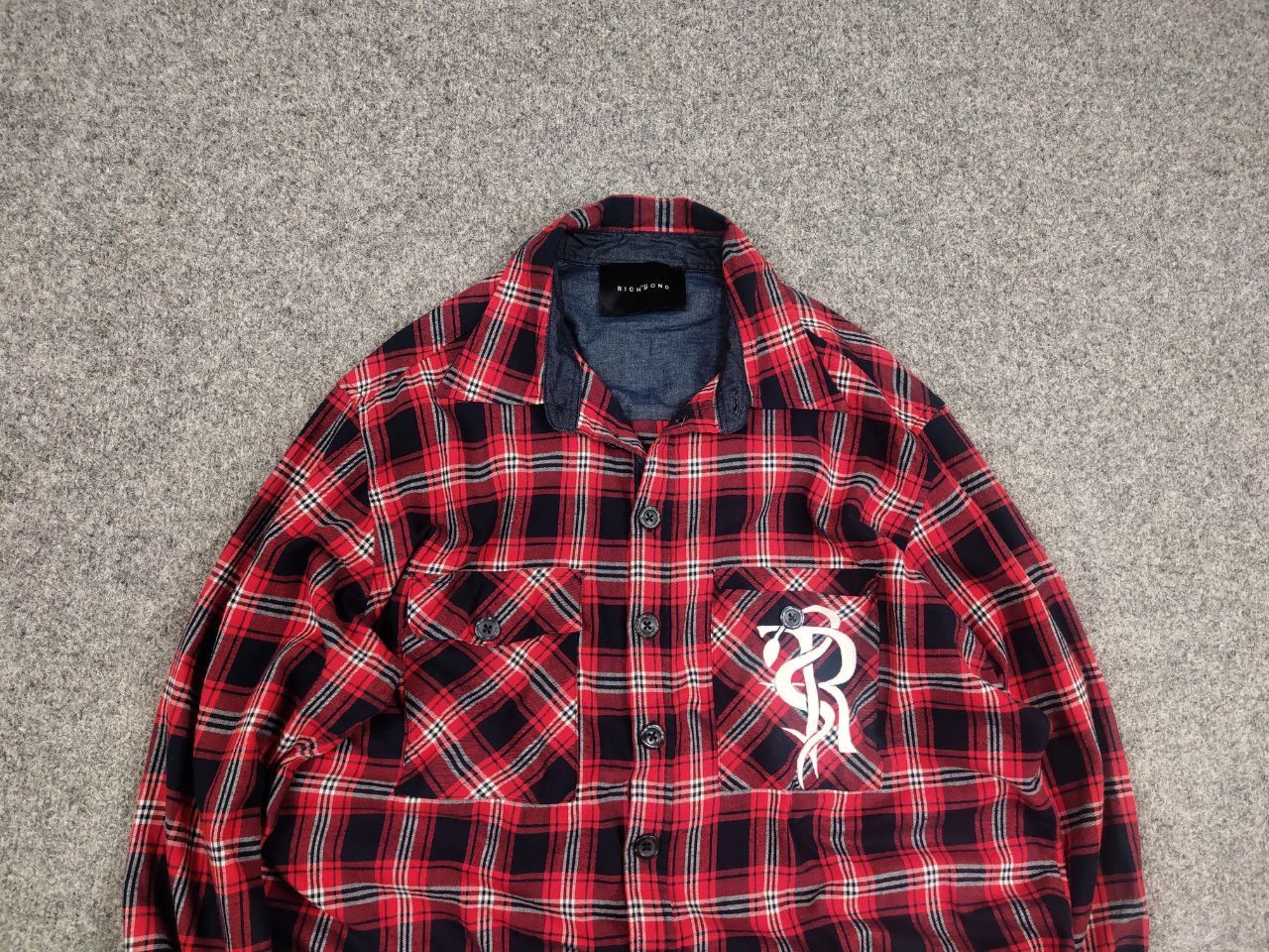 John Richmond John Richmond Design Oversized Red Black Check Flannel Shirt Size US XL / EU 56 / 4 - 4 Thumbnail