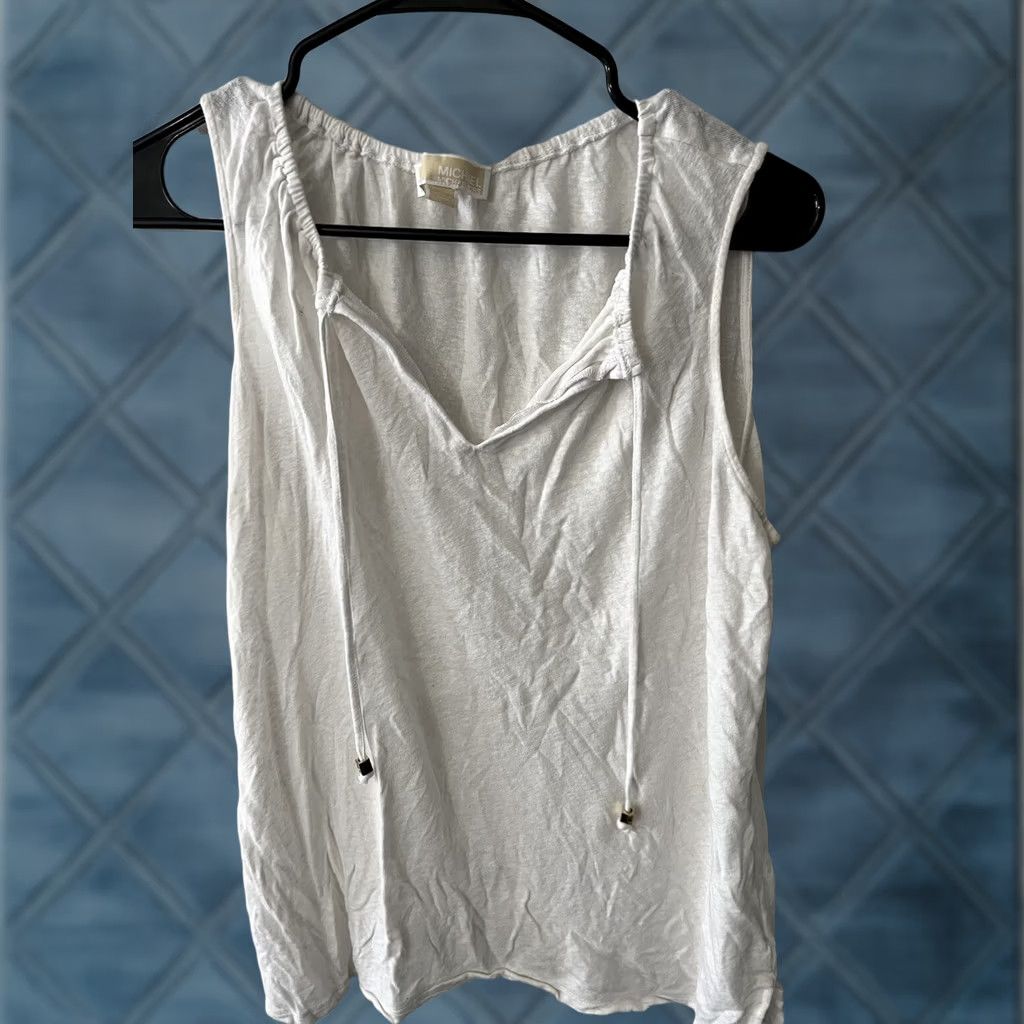 Michael Kors Michael Kors Blouse Sleeveless Drawstring White Women’s M Adult Womens Shirt Tank Size M / US 6-8 / IT 42-44 - 1 Thumbnail