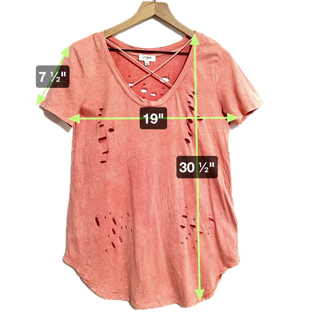 Other Umgee Women's Distressed Pink Coral Criss-Cross Tee Tunic S Size S / US 4 / IT 40 - 2 Thumbnail