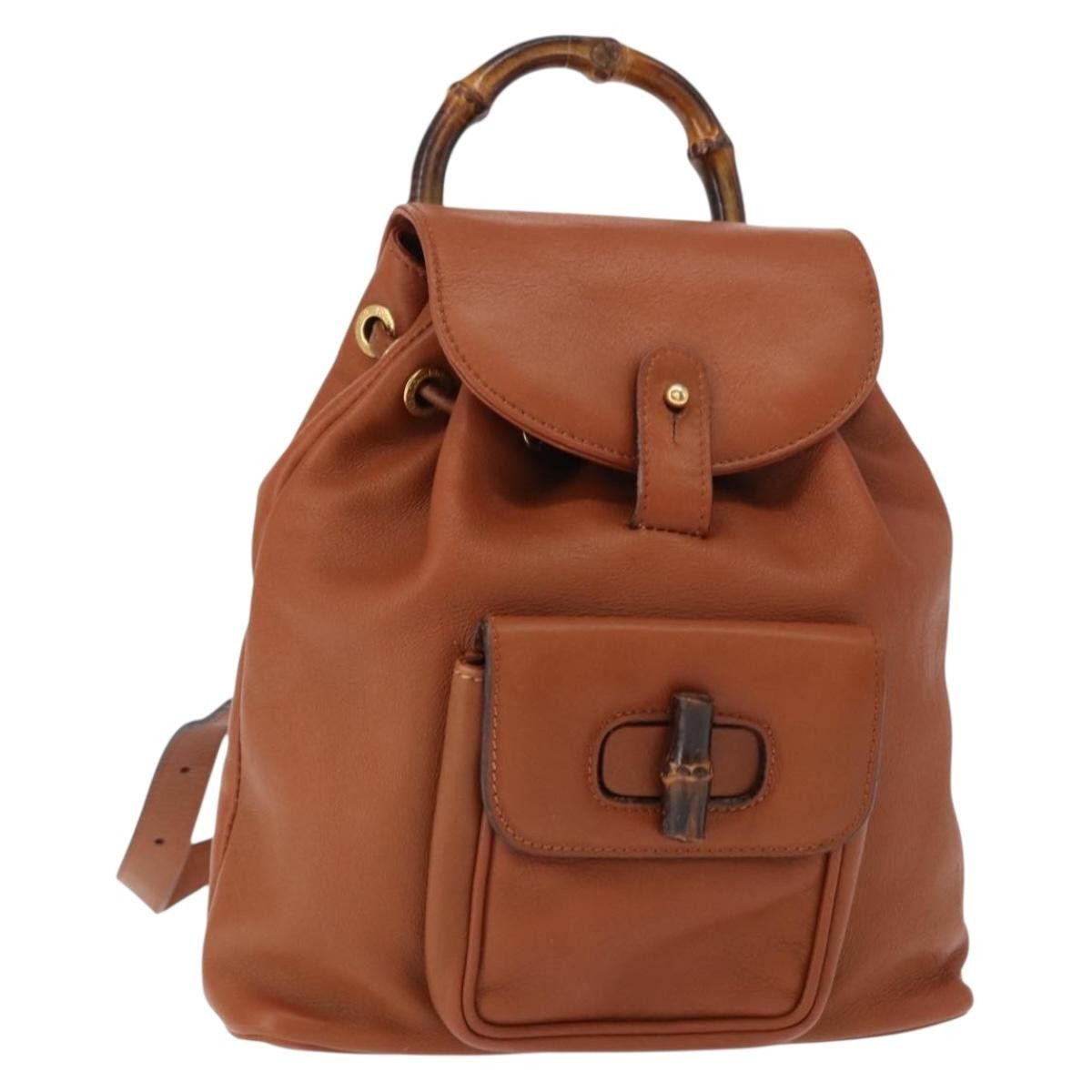 Gucci Gucci Vintage Bamboo Backpack Leather Size ONE SIZE - 1 Thumbnail