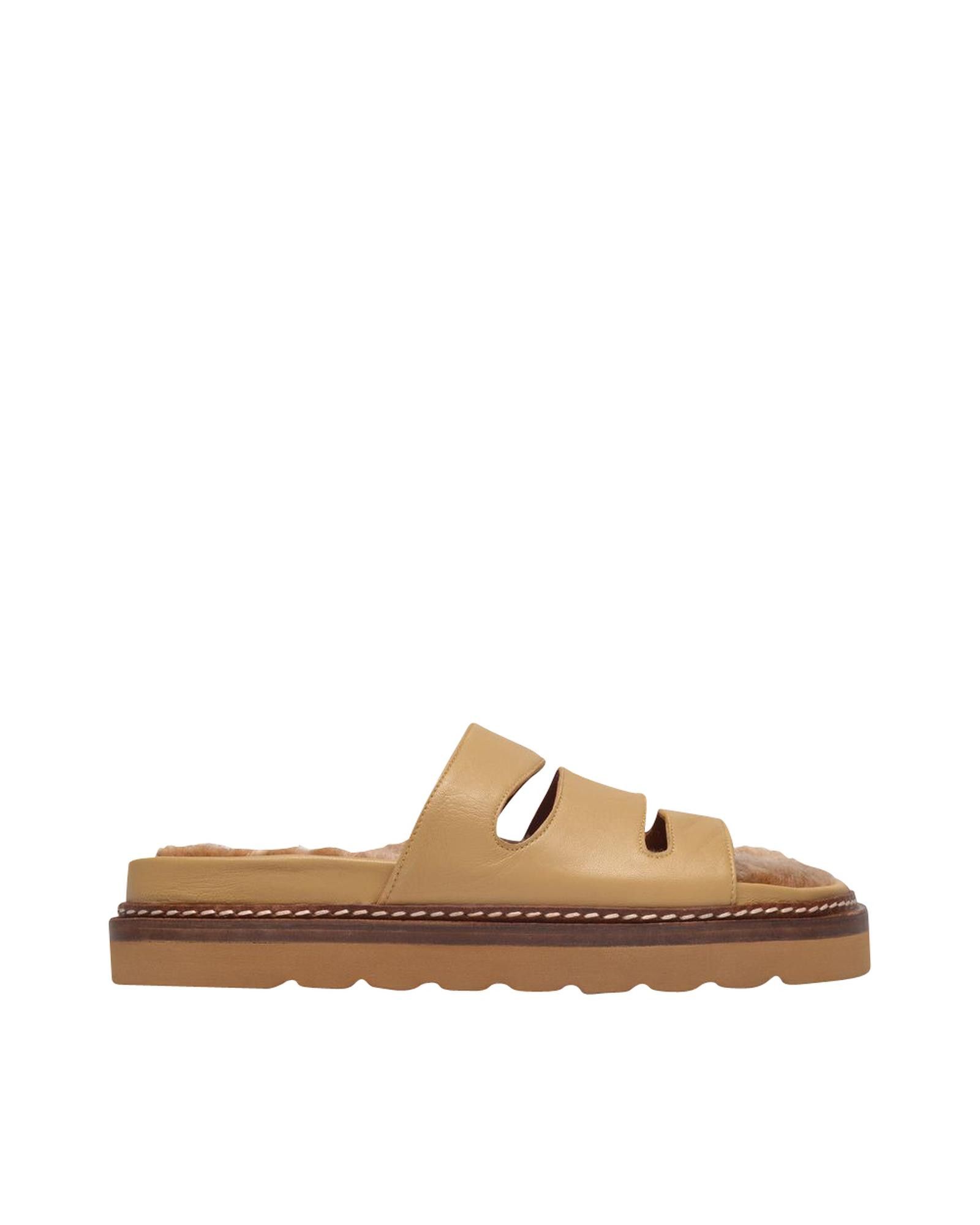 image of Rejina Pyo Beige Smooth Leather Sandals With Platform, Women's (Size 10)