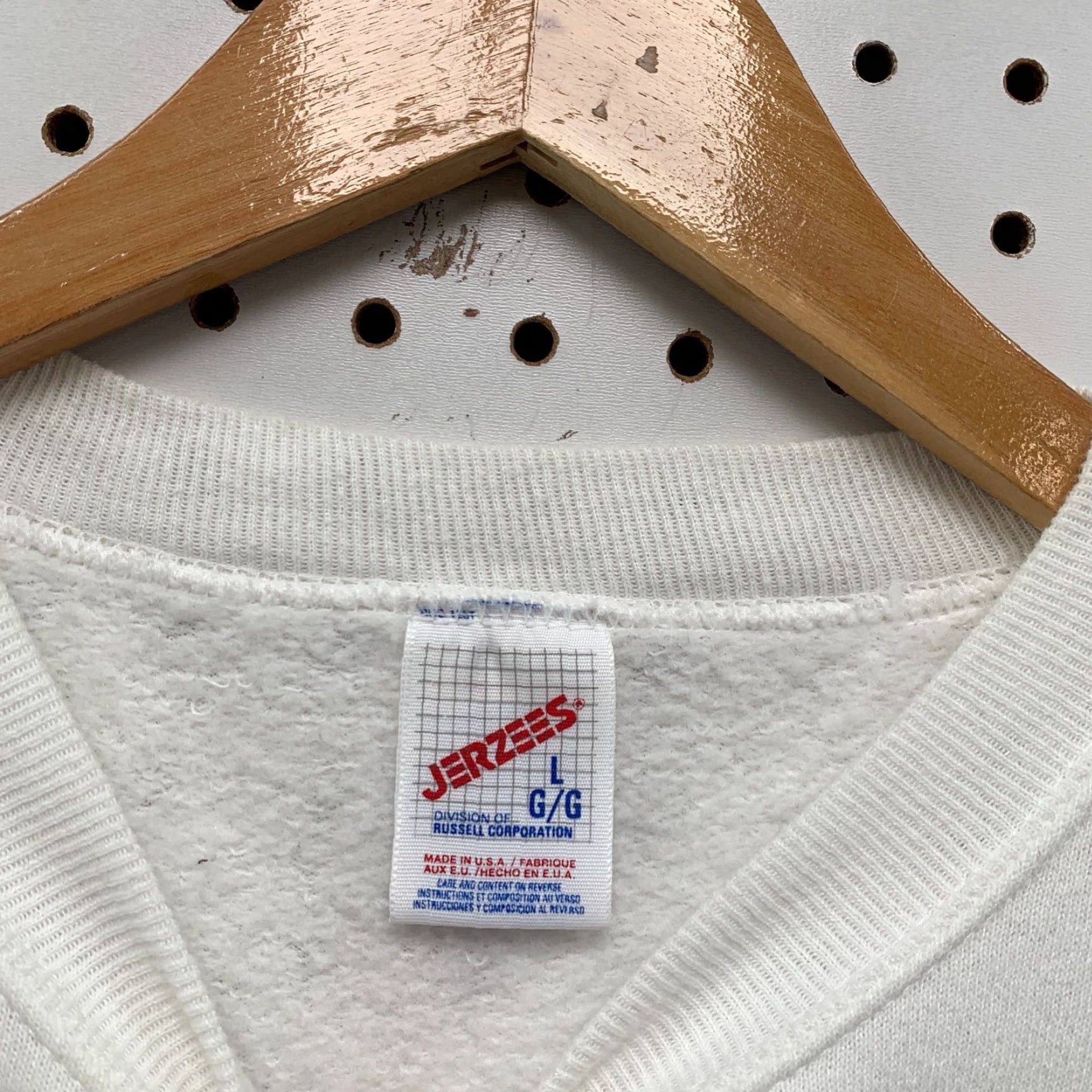 Jerzees VINTAGE 80s JERZEES Flute Graphic Crewneck Sweatshirt Men Large White Music Fleece Pullover Size US L / EU 52-54 / 3 - 7 Thumbnail