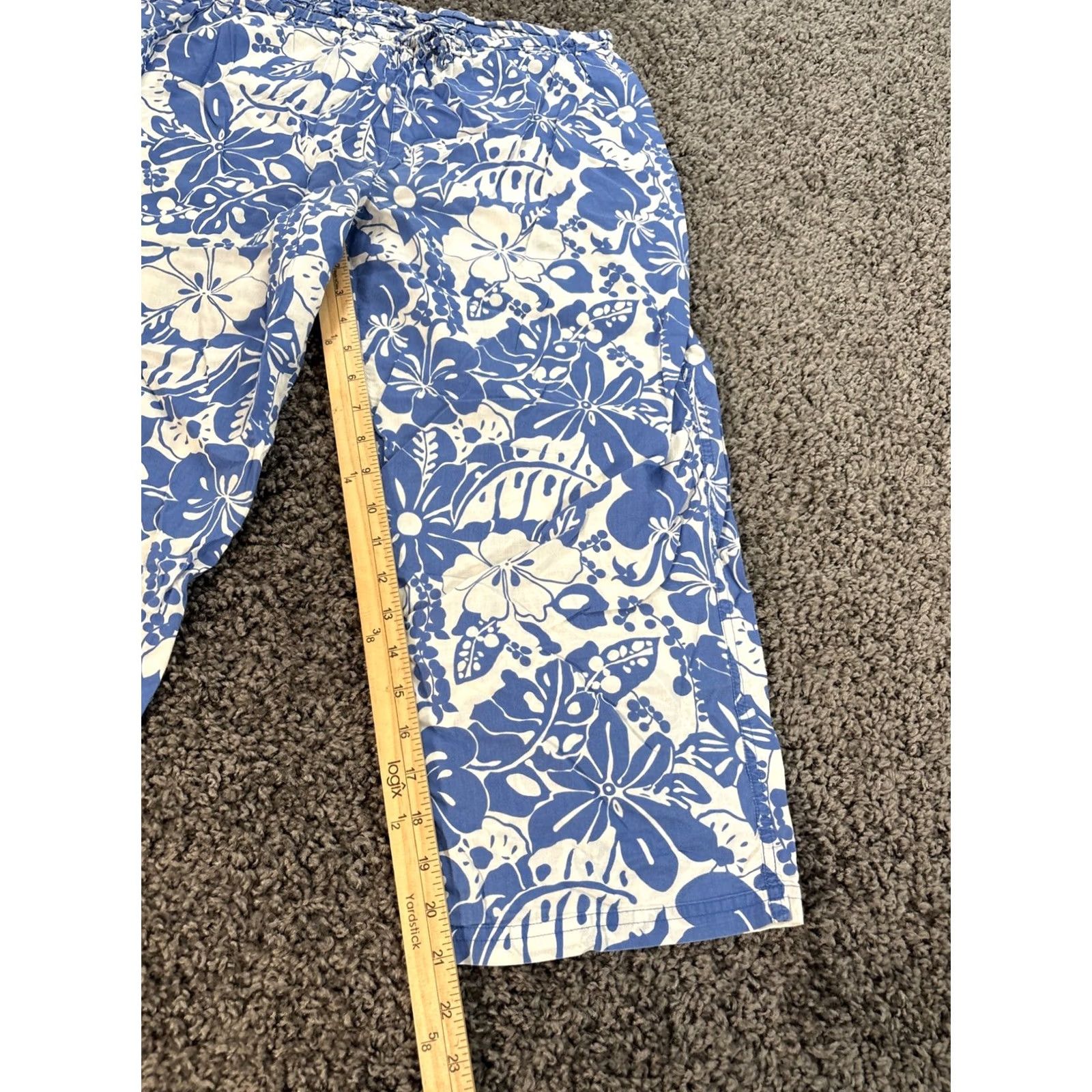 Victoria's Secret VINTAGE Victoria's Secret Capri Pants Womens M Blue Floral 90s Baggy/Loose Fit Size 32" / US 10 / IT 46 - 3 Thumbnail