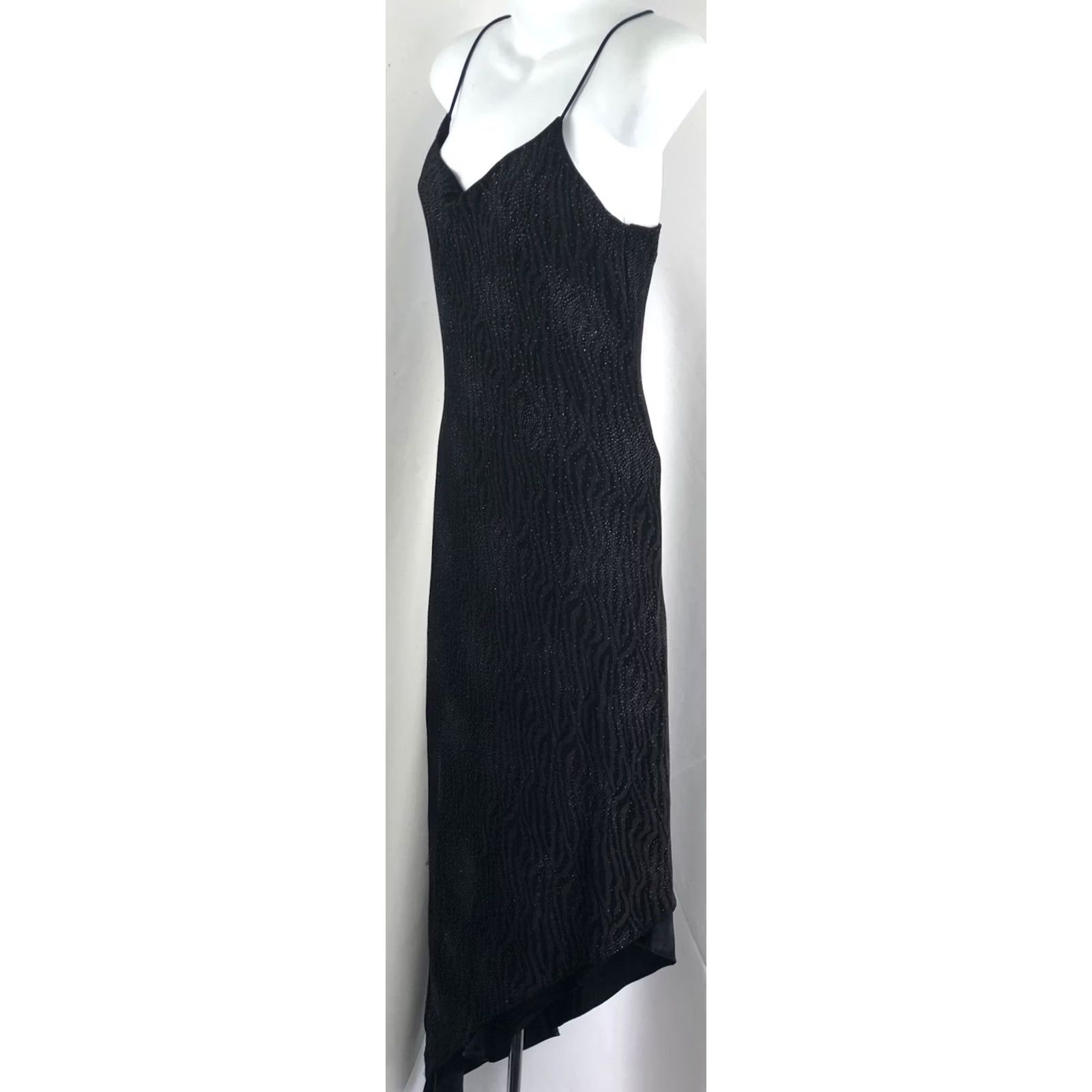Vintage VINTAGE Positive Attitude Slip Dress Gown Dress Black Zebra Midi 8 Y2K Hi Lo Layered Cocktail 90s Womens Size M / US 6-8 / IT 42-44 - 2 Thumbnail
