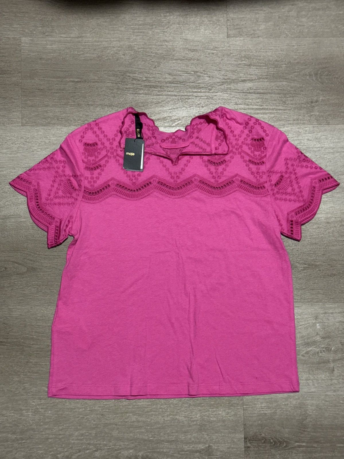 Maje Maje Pink Lace-Embroidered Top (NWT) Size S / US 4 / IT 40 - 1 Thumbnail