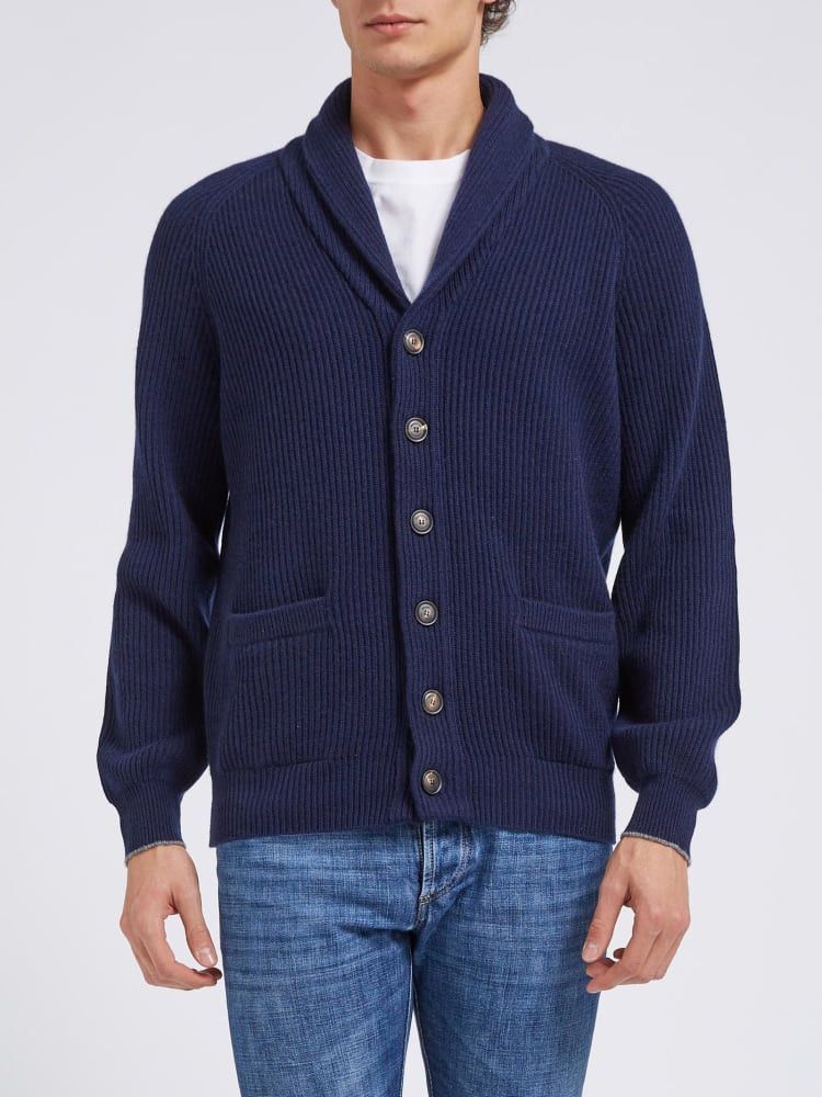 Brunello Cucinelli o1w1db10924 Cashmere Cardigan in Navy Size US M / EU 48-50 / 2 - 1 Preview