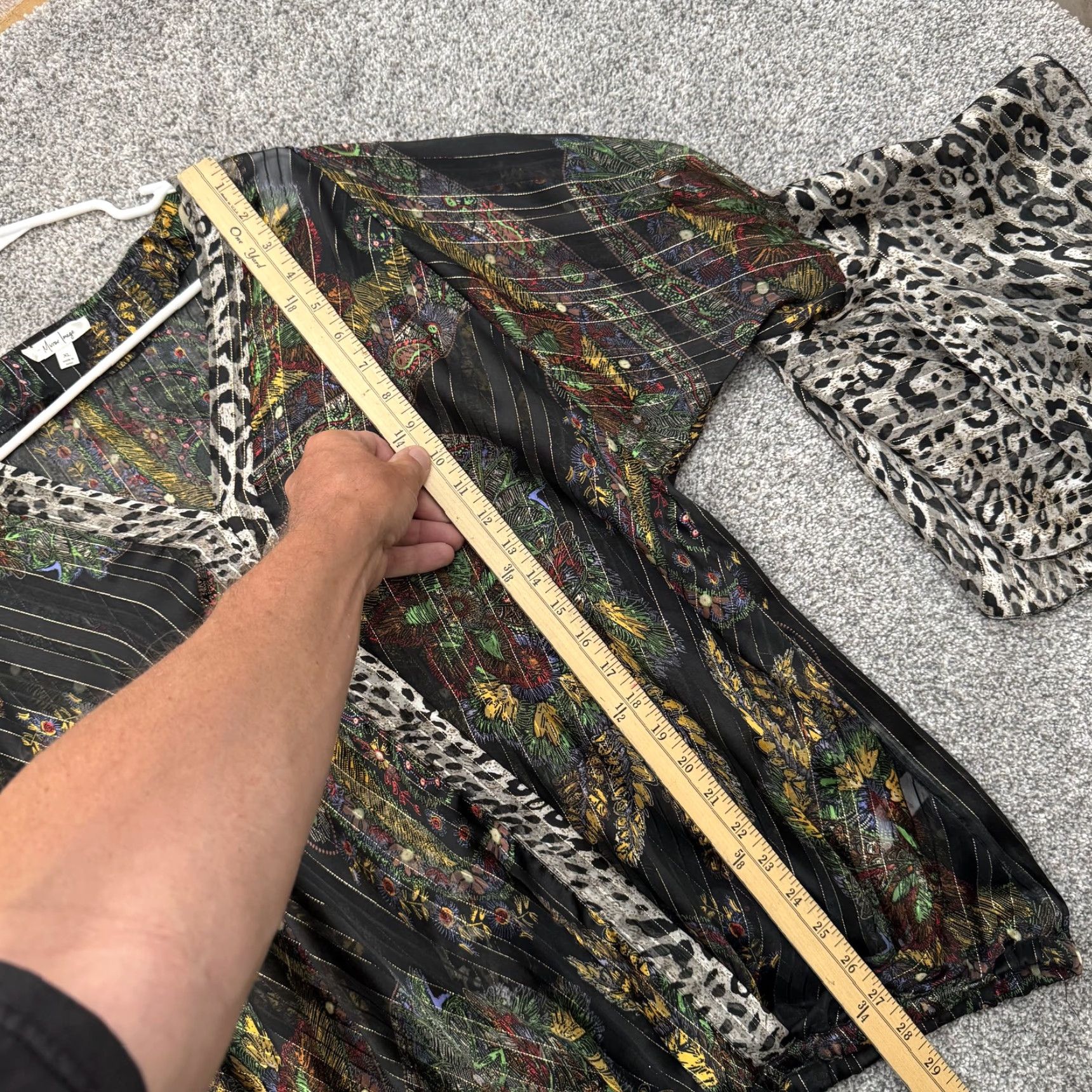 Bell Mirror Image Blouse Womens XL Black Paisley Leopard Bell Sleeve Sheer Boho Top Size XL / US 12-14 / IT 48-50 - 2 Thumbnail