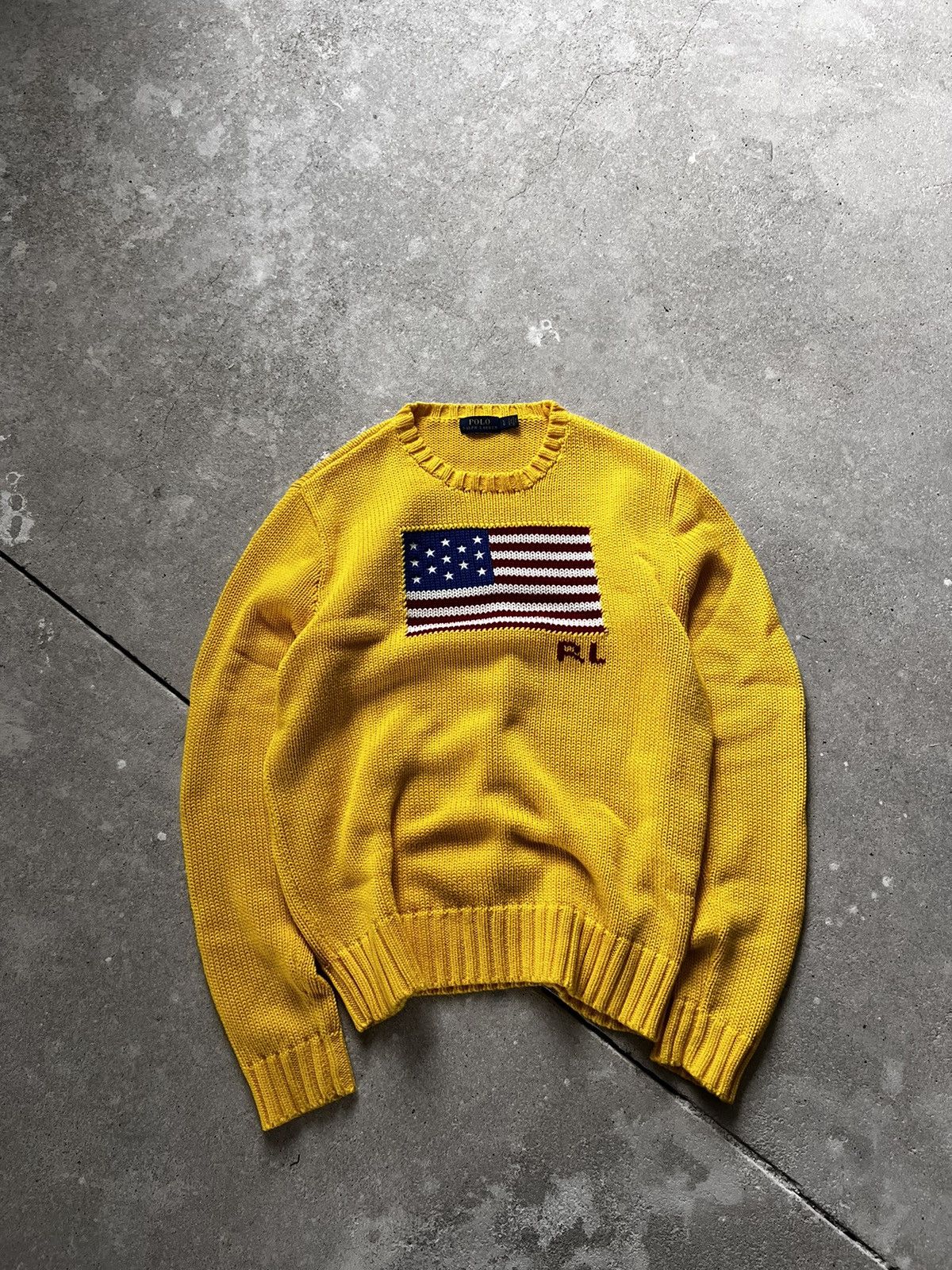 Polo Ralph Lauren Vintage Vintage Ralph Lauren Knitted Flag Sweater Grailed