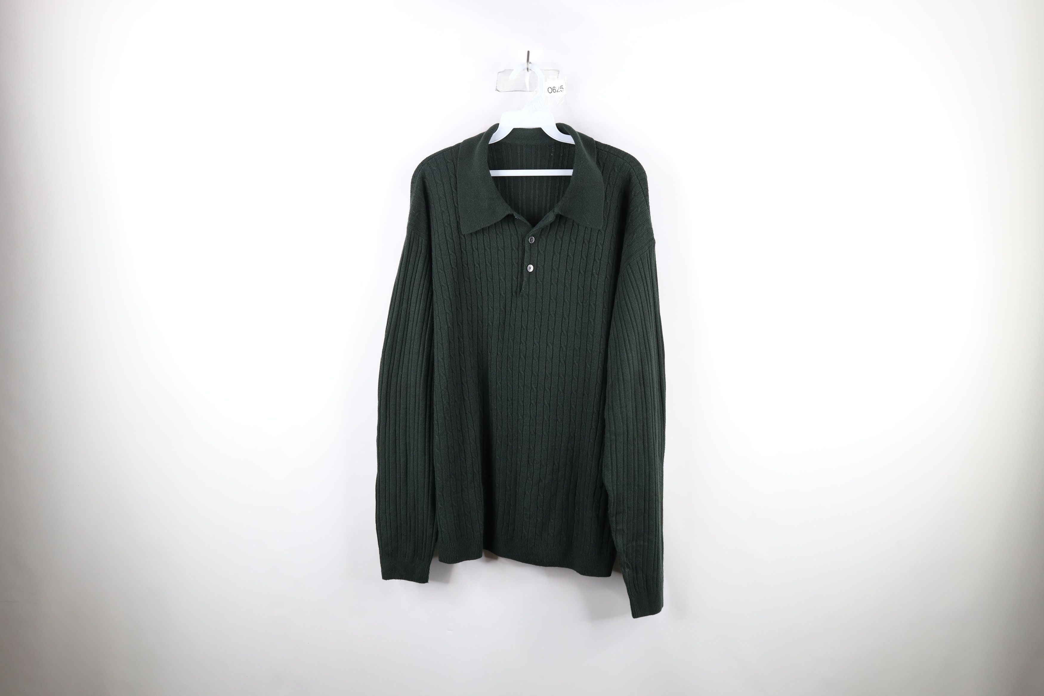 Vintage Vintage 90s Streetwear Knit Collared Polo Sweater Green Size US XL / EU 56 / 4 - 1 Thumbnail