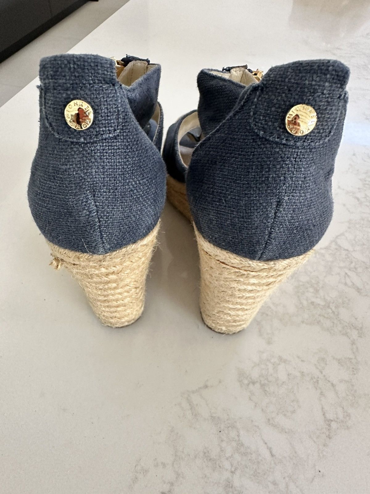 Michael Kors Michael Kors Berkley Navy Wedge Platform Espadrille Zipper Size US 7 / IT 37 - 3 Thumbnail